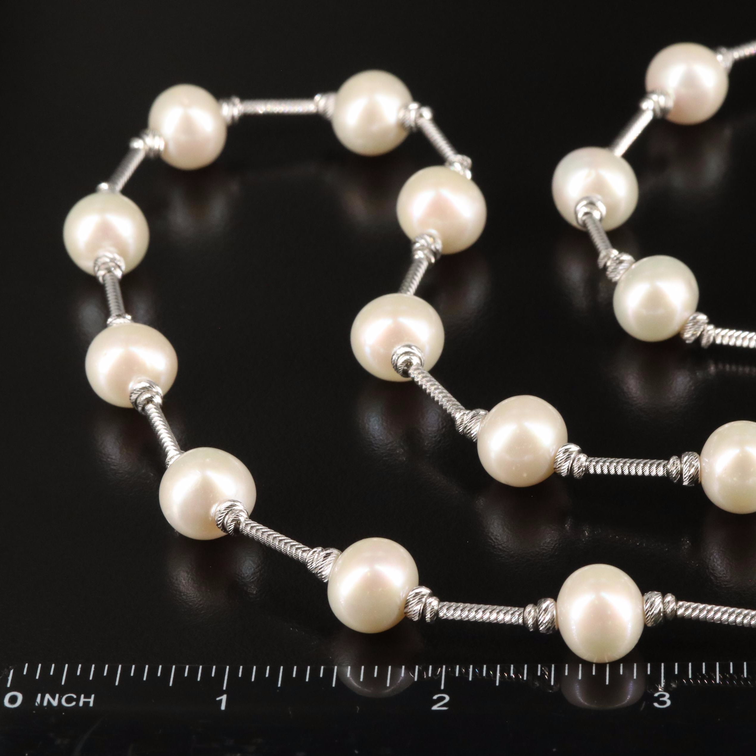 Sterling Pearl Lariat Necklace
