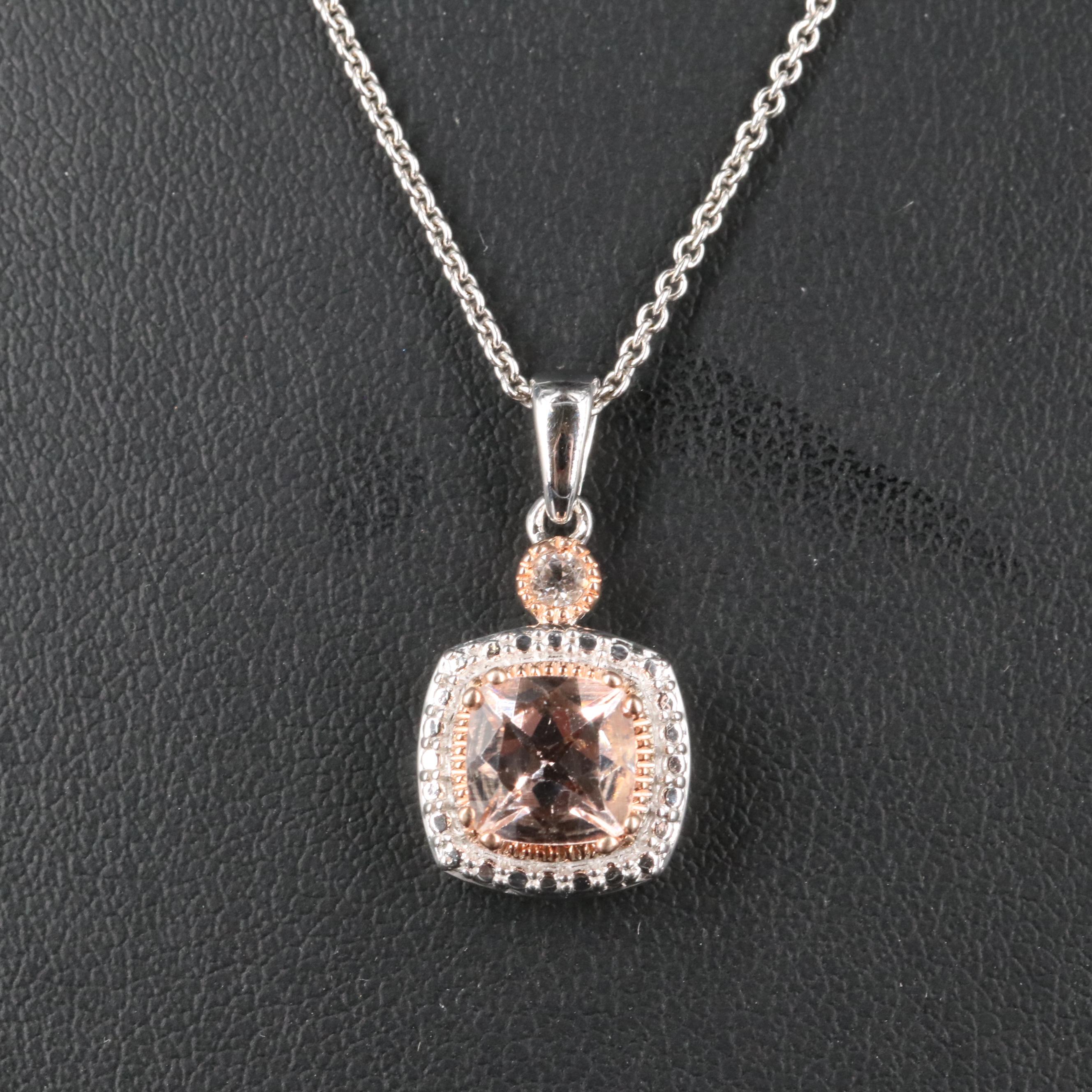Sterling Morganite and Topaz Pendant Necklace