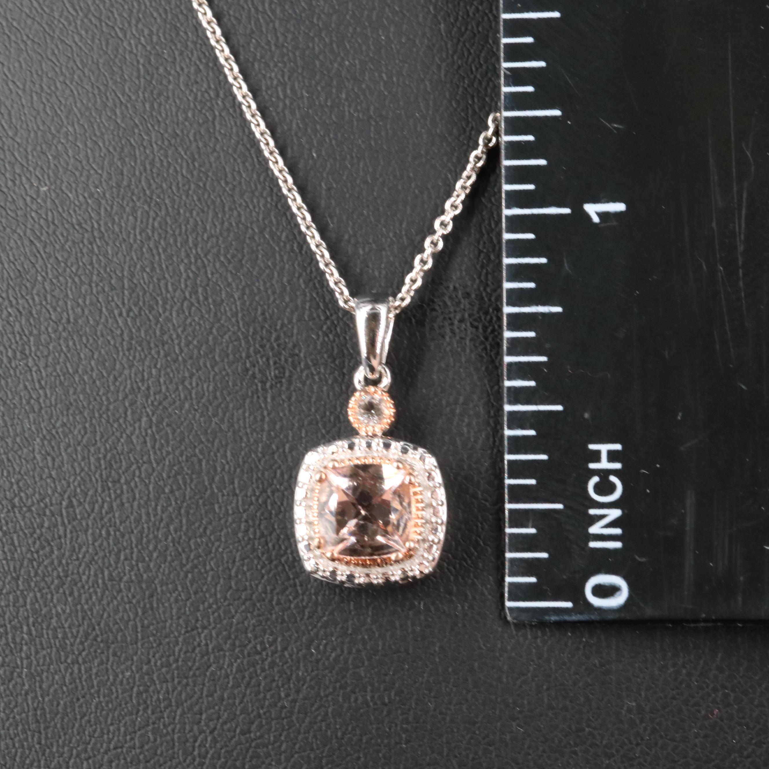 Sterling Morganite and Topaz Pendant Necklace