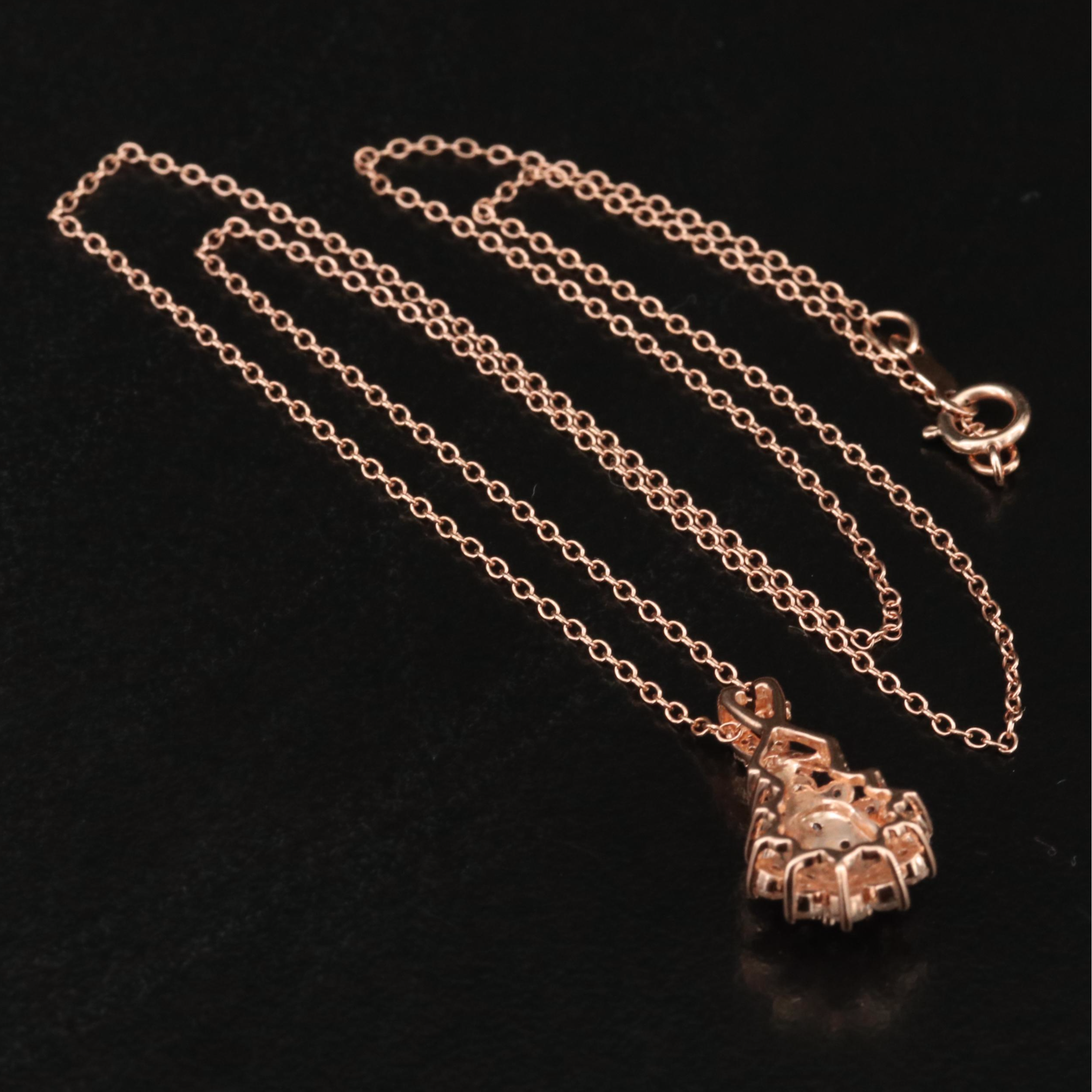 Sterling Morganite Cluster Pendant Necklace