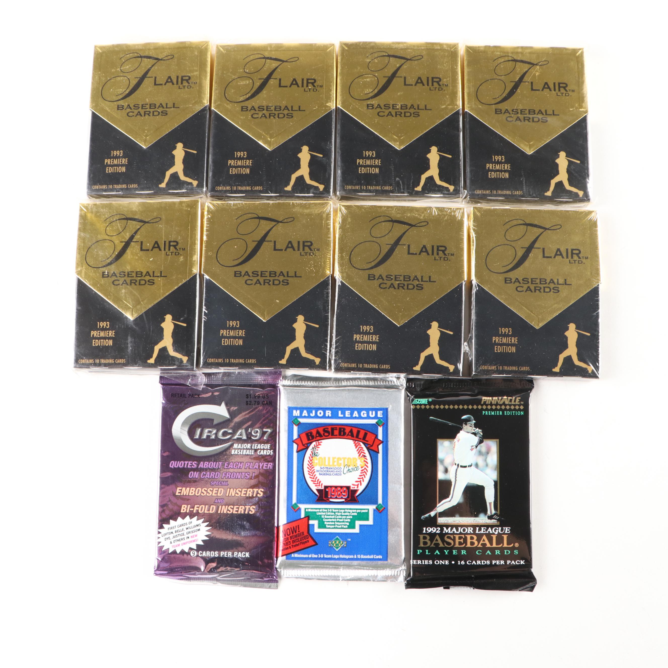 Sealed Baseball Wax Packs with, Bowman, Flair, Upper Deck, and More, 1980s–1990s
