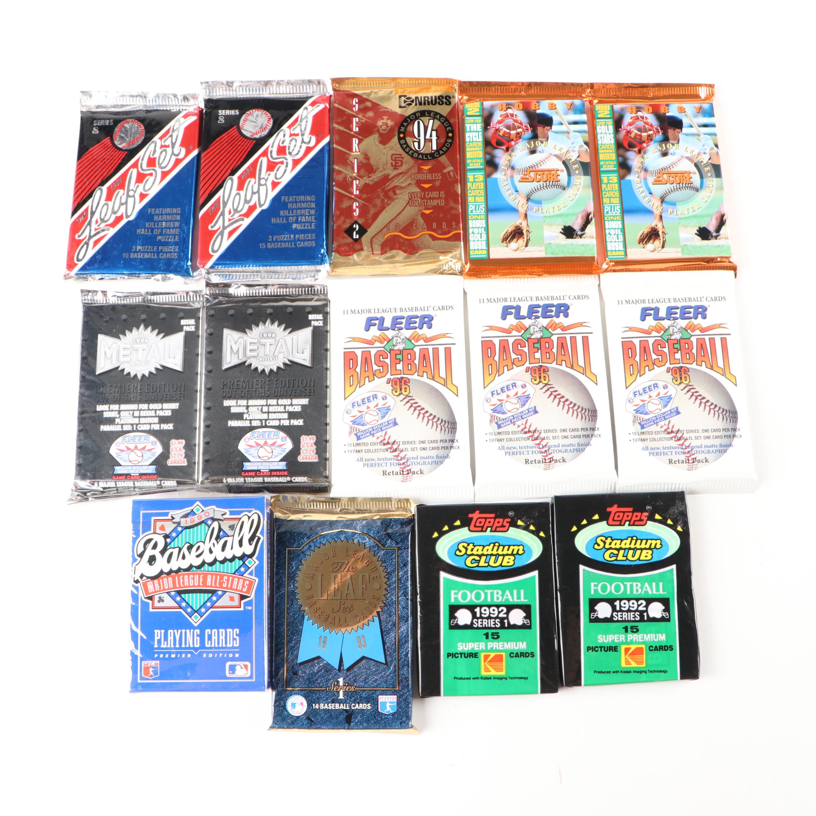 Sealed Baseball Wax Packs with, Bowman, Flair, Upper Deck, and More, 1980s–1990s