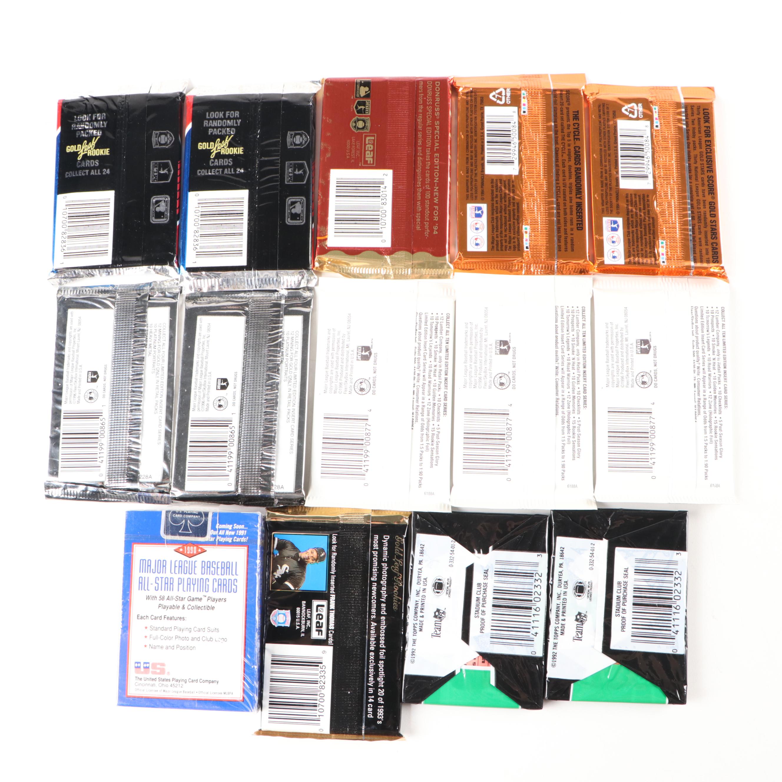 Sealed Baseball Wax Packs with, Bowman, Flair, Upper Deck, and More, 1980s–1990s