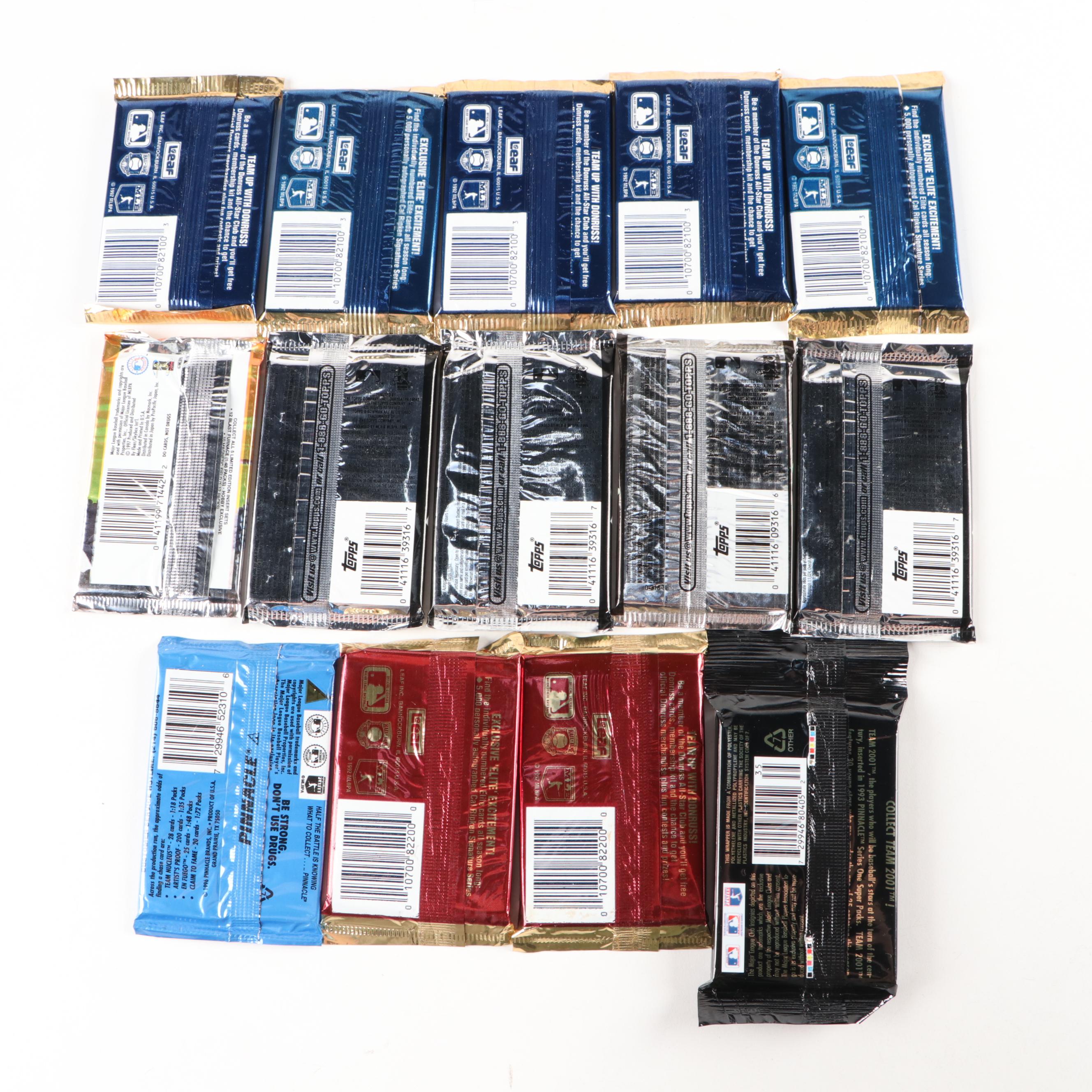 Sealed Baseball Wax Packs with, Bowman, Flair, Upper Deck, and More, 1980s–1990s