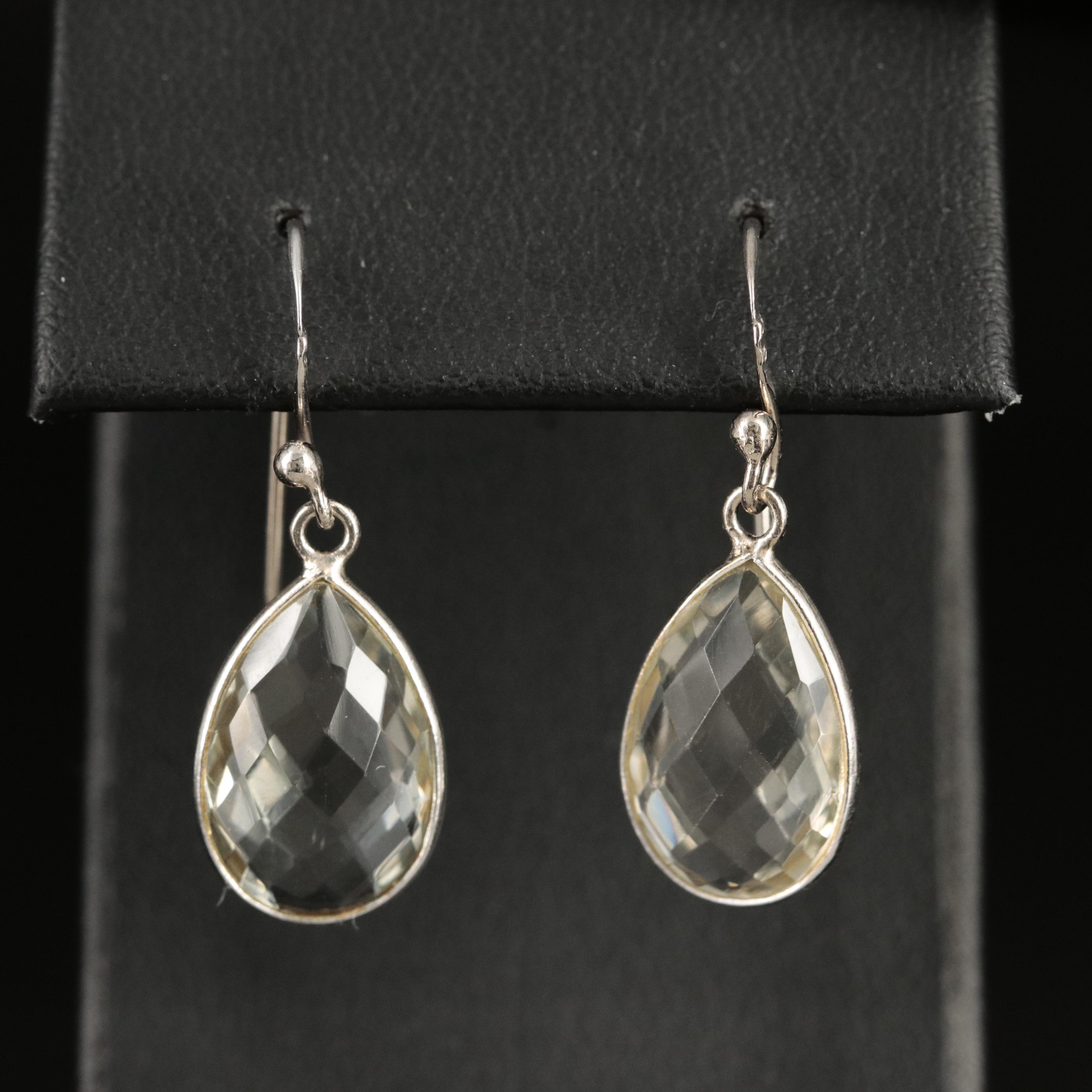 Sterling Prasiolite Teardrop Earrings
