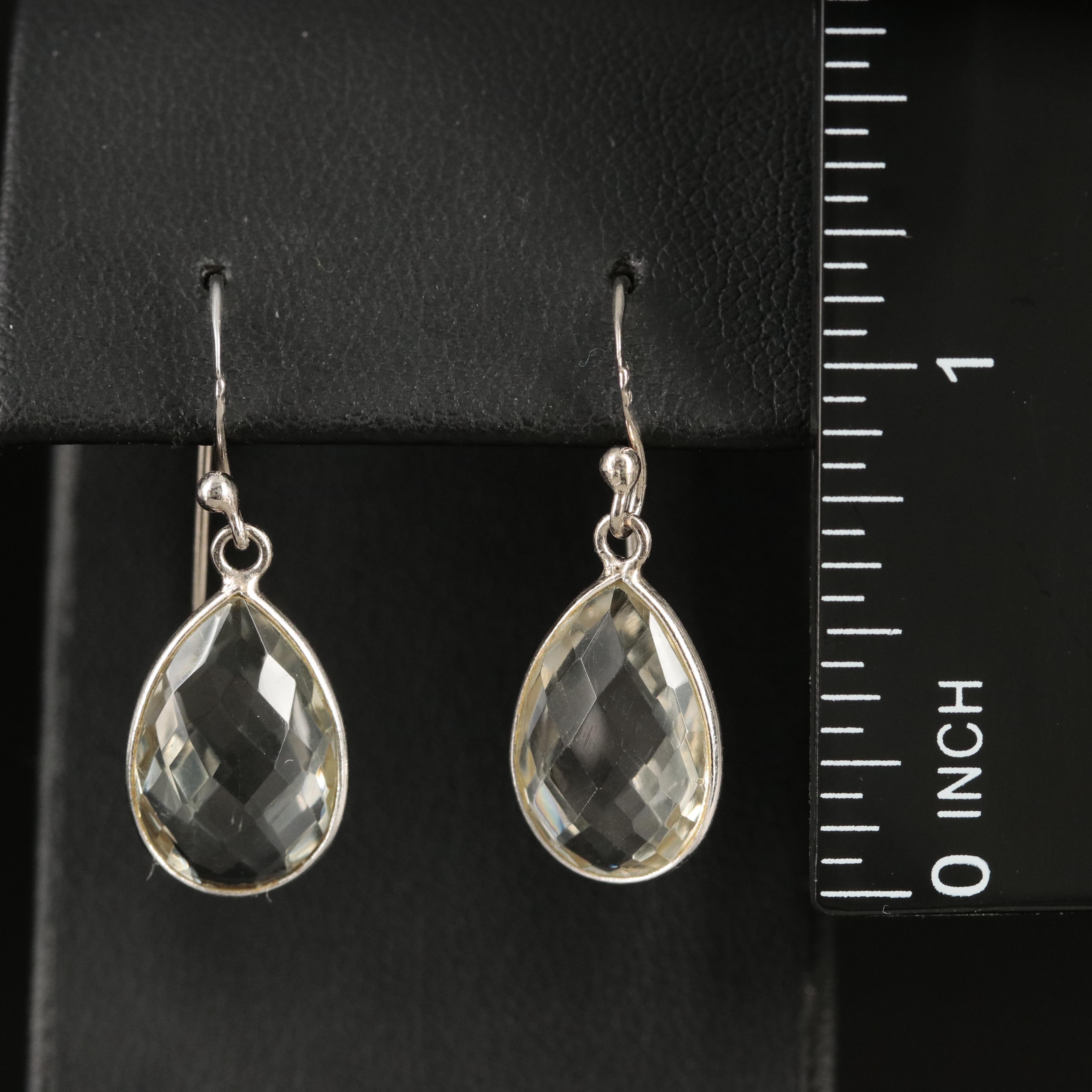 Sterling Prasiolite Teardrop Earrings