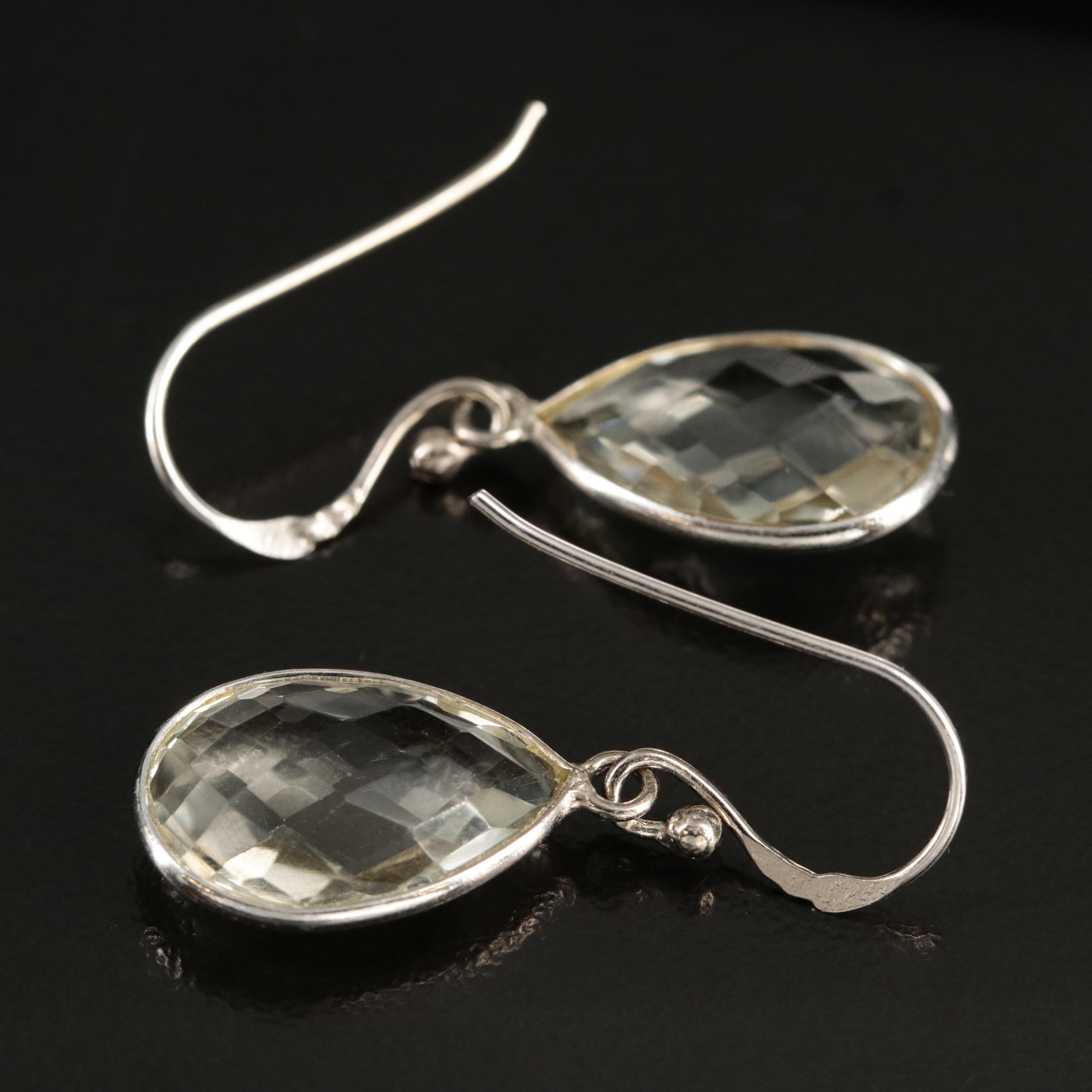 Sterling Prasiolite Teardrop Earrings