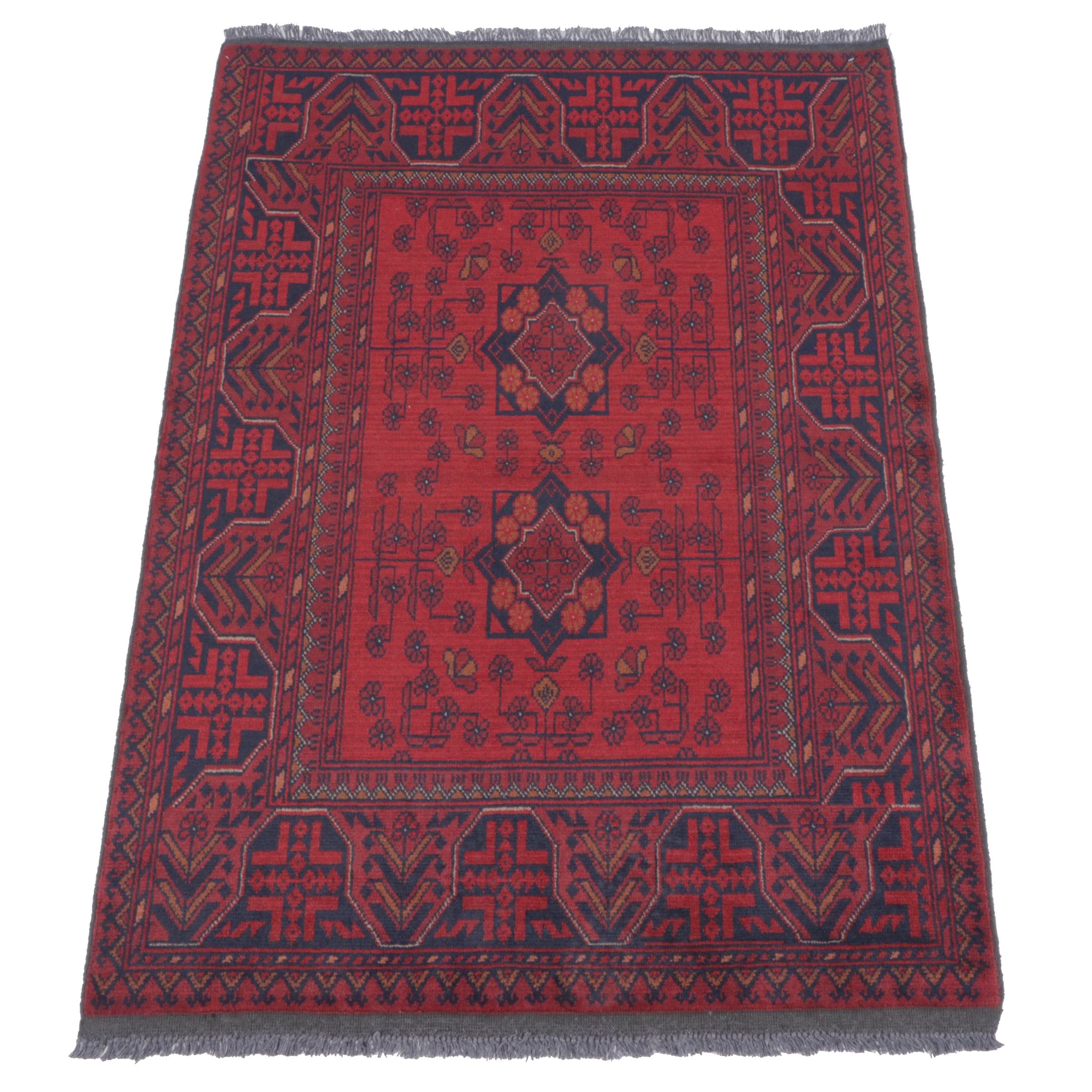 3'4 x 5' Hand-Knotted Afghan Kunduz Area Rug