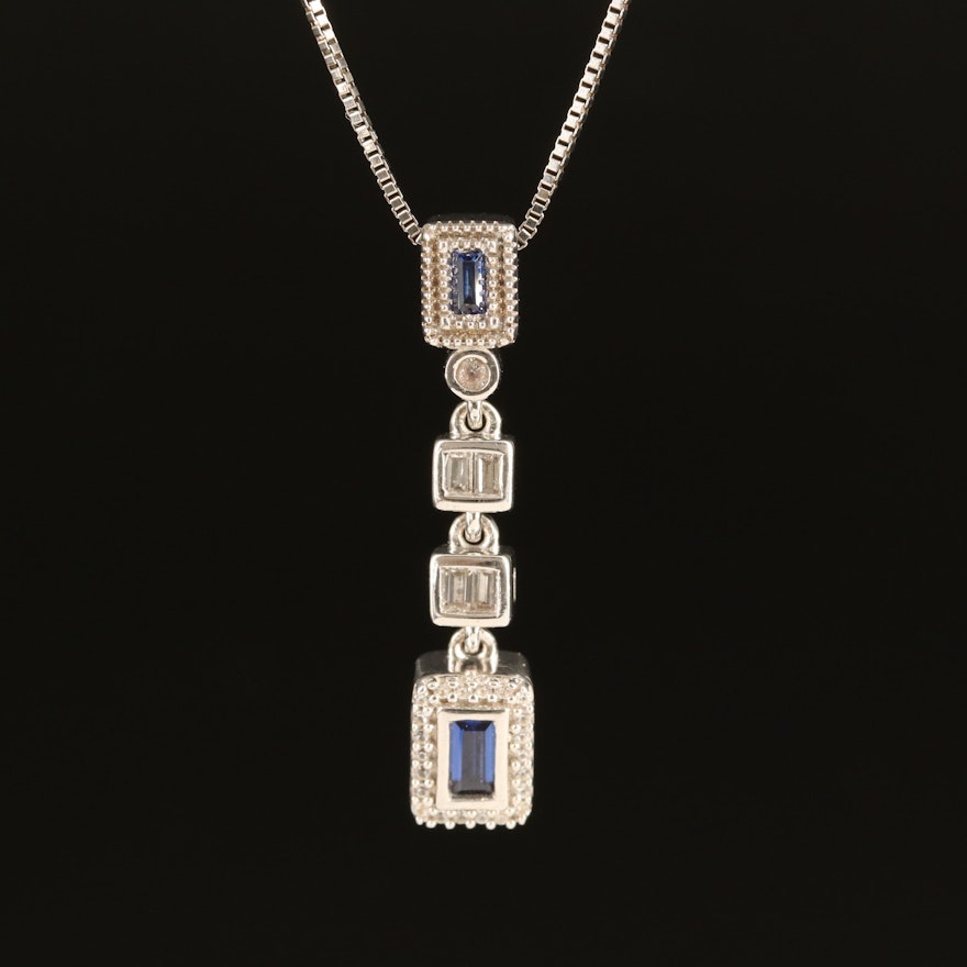 Sterling Sapphire Pendant Necklace