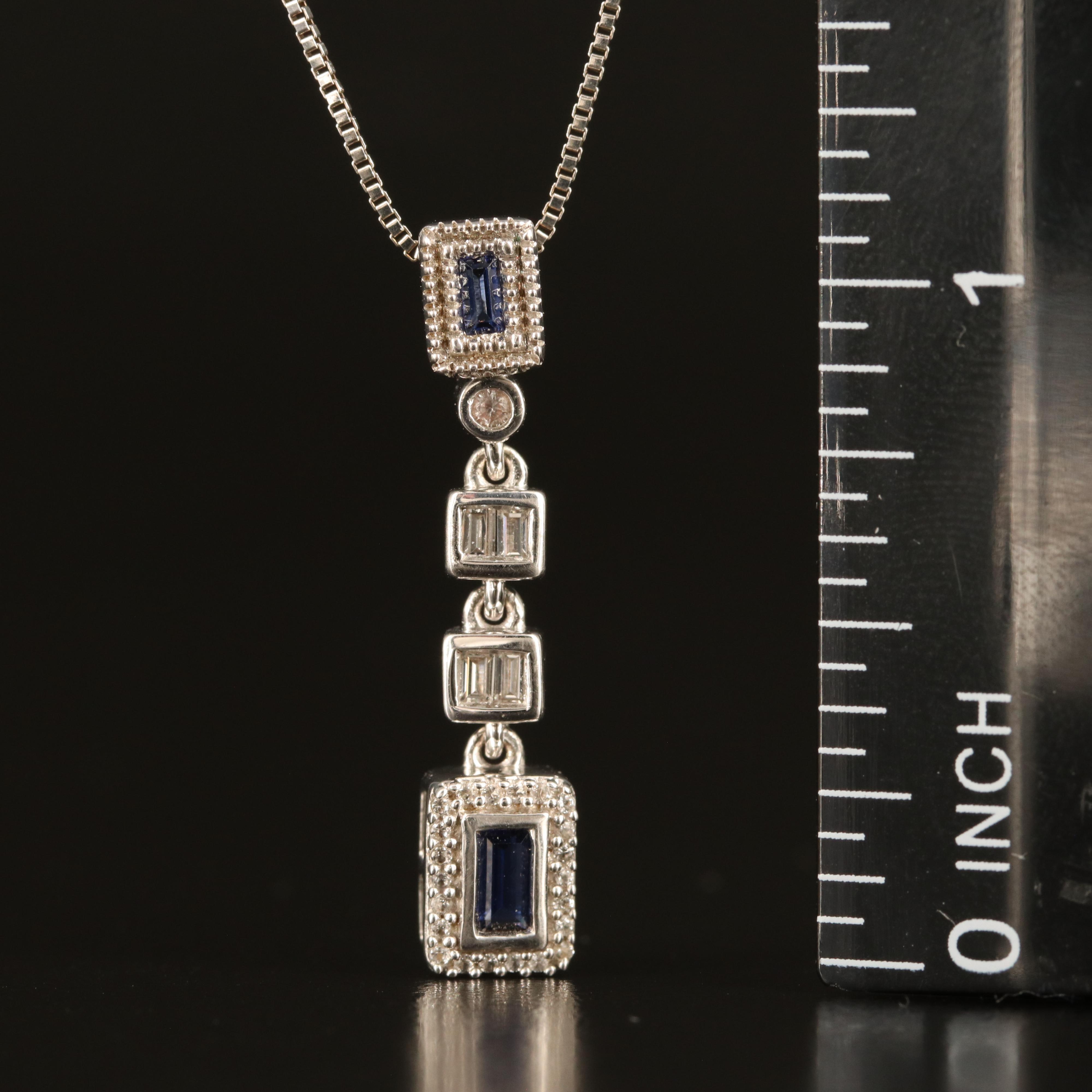 Sterling Sapphire Pendant Necklace