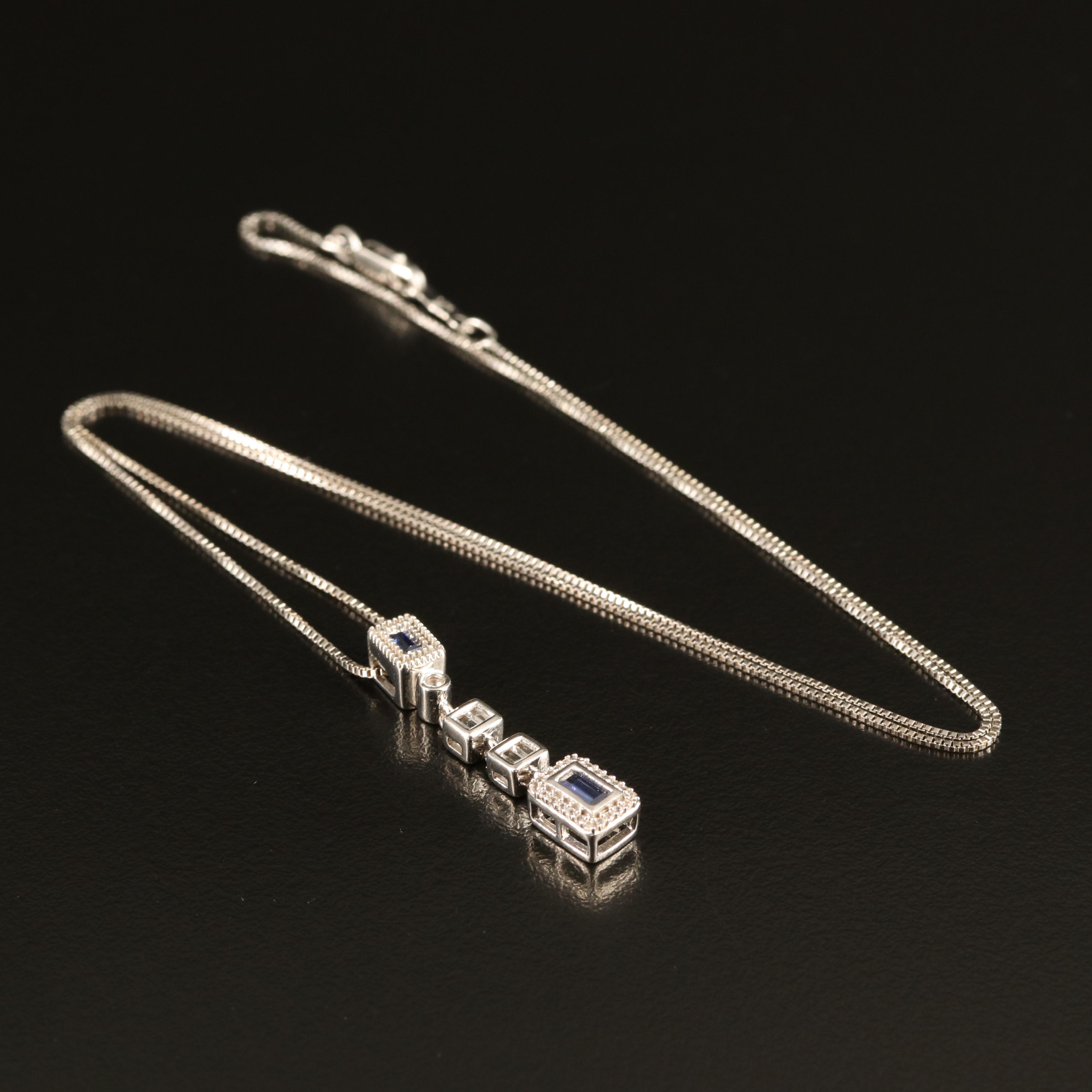 Sterling Sapphire Pendant Necklace