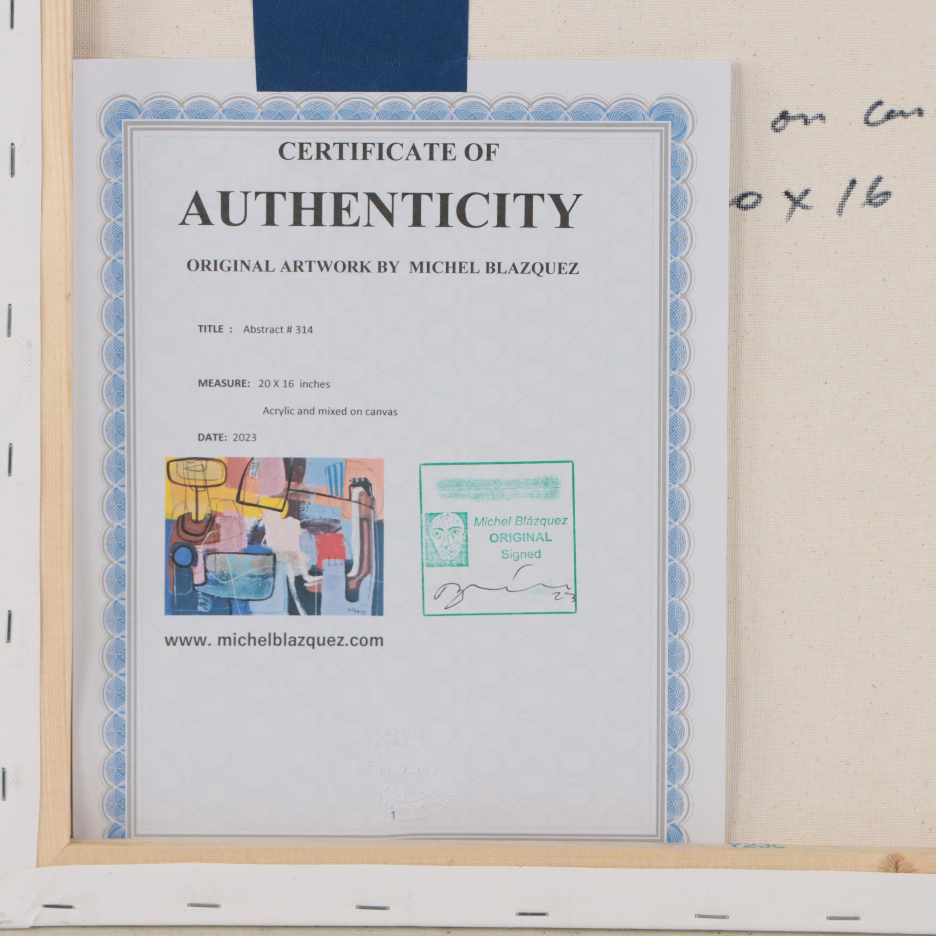 Michel Blázquez Mixed Media Painting "Abstract #314," 2023