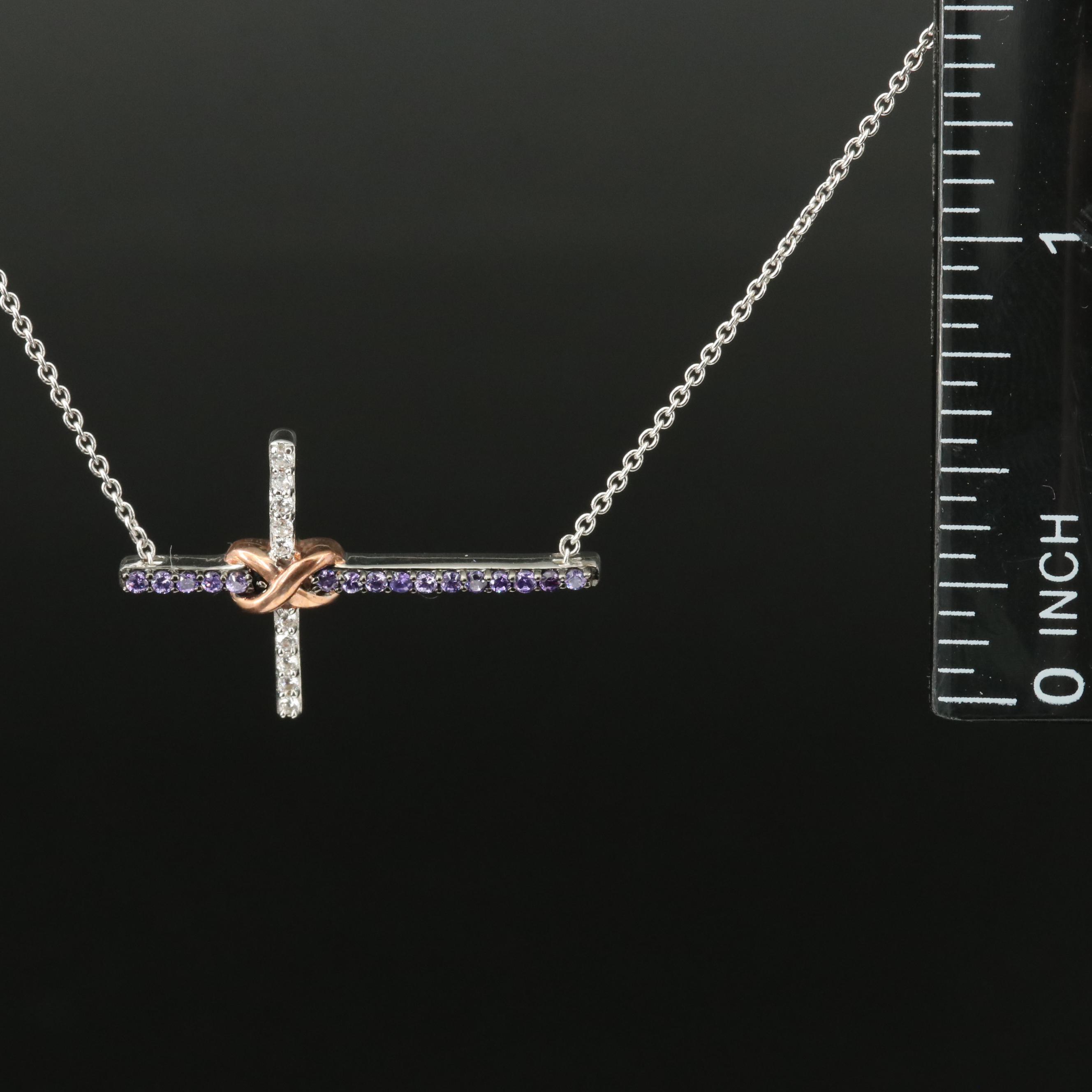 Sterling Cubic Zirconia Cross Necklace