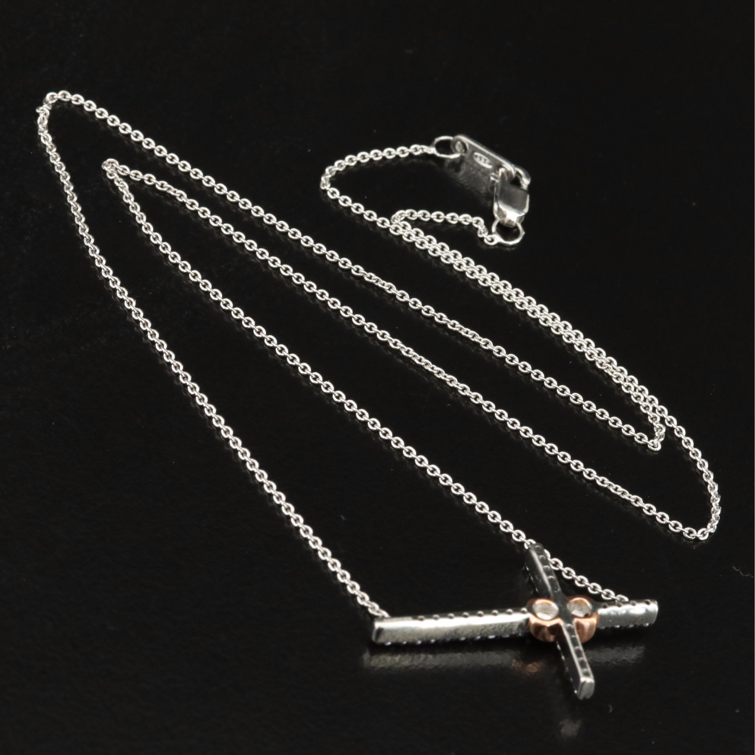 Sterling Cubic Zirconia Cross Necklace