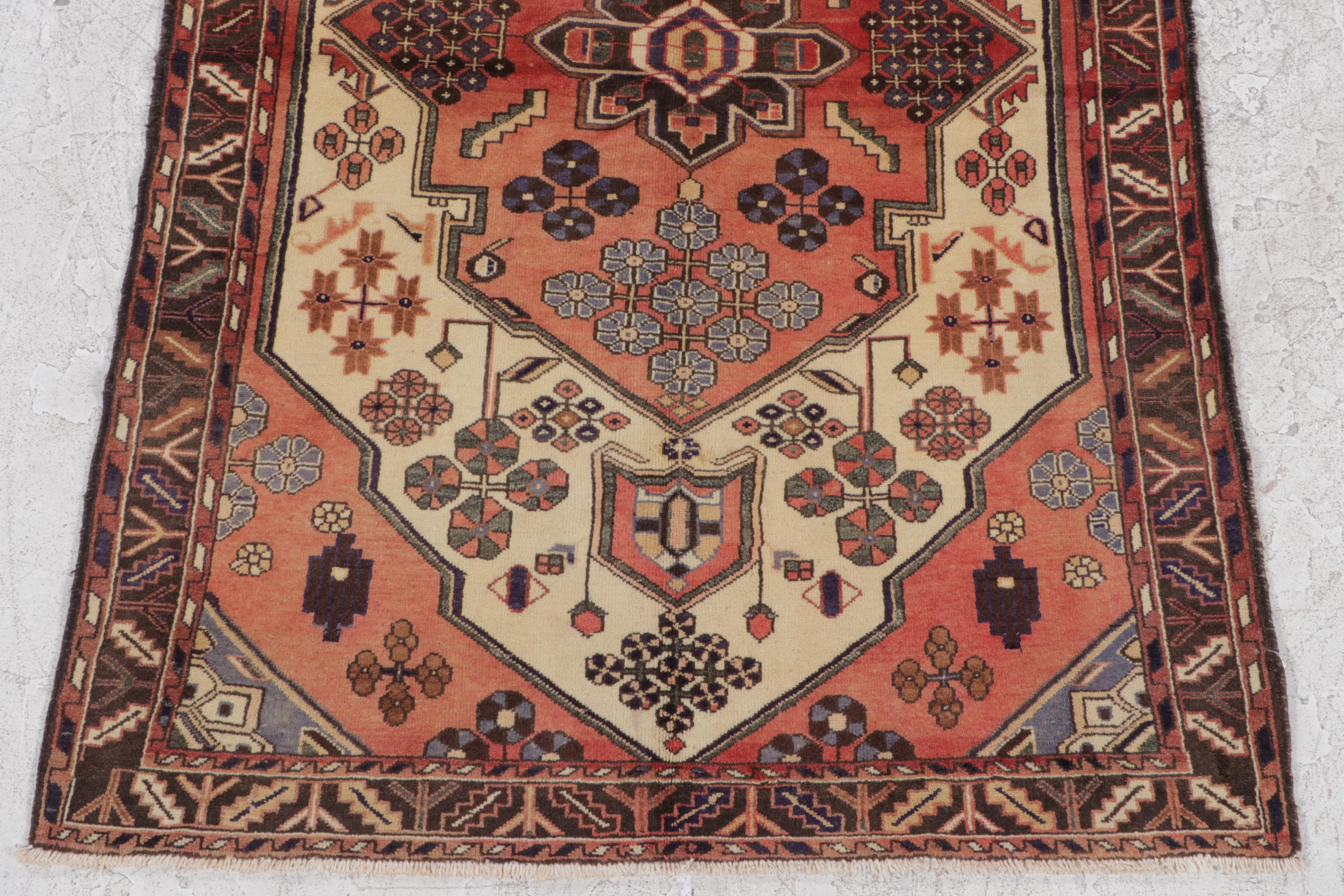 4'6 x 6'11 Hand-Knotted Persian Hamadan Area Rug