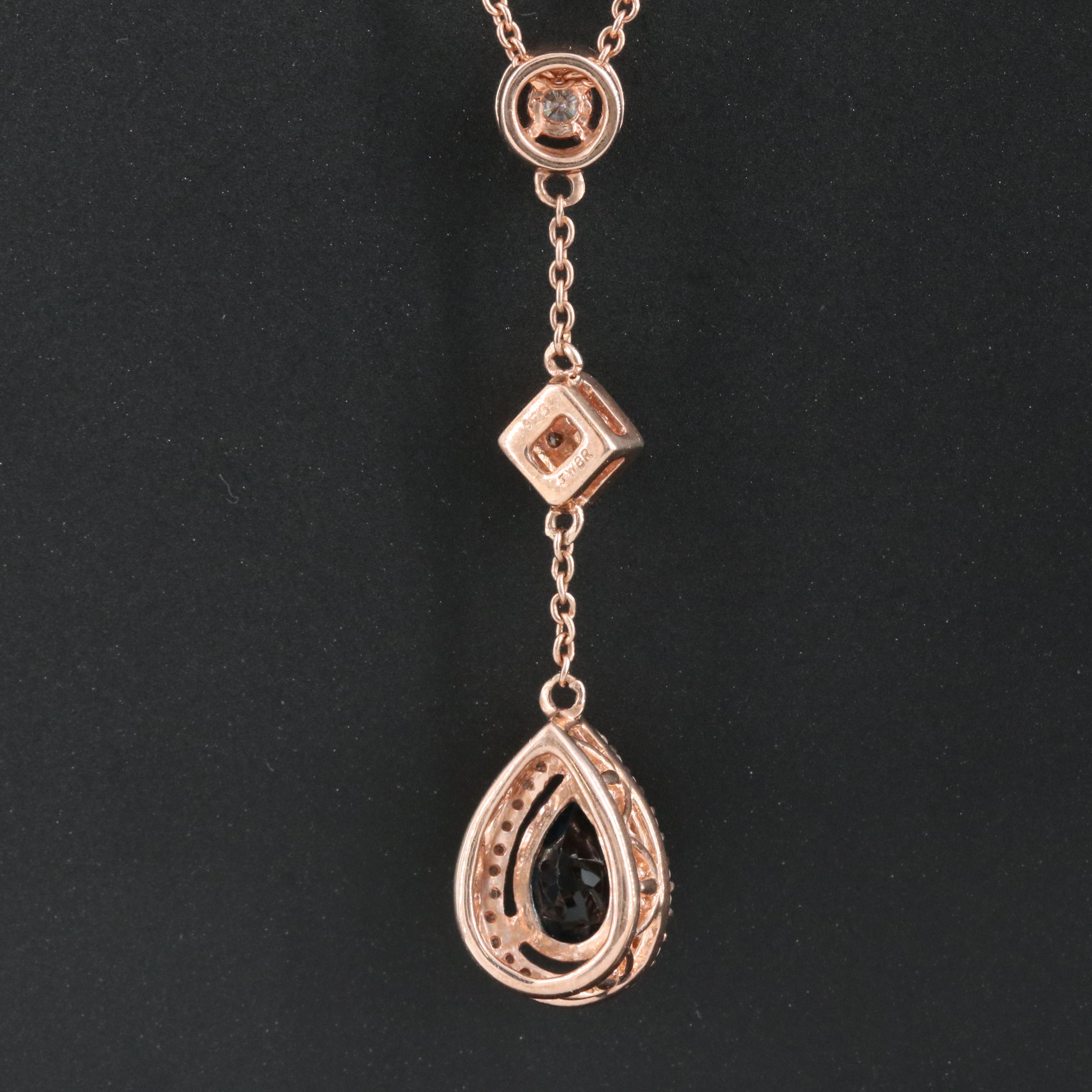 Sterling London Blue Topaz and Diamond Pendant Necklace