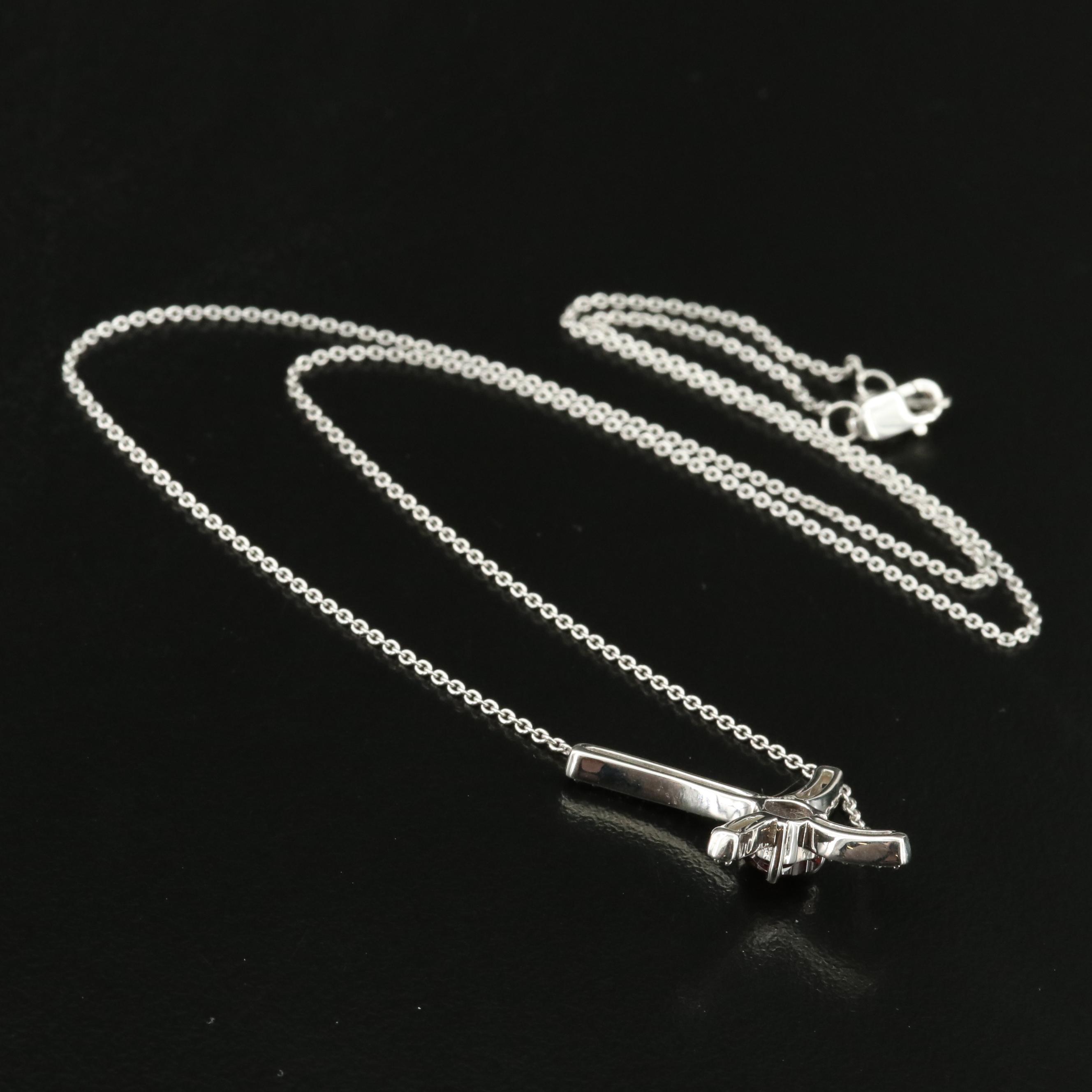 Sterling Garnet and Cubic Zirconia Cross Necklace