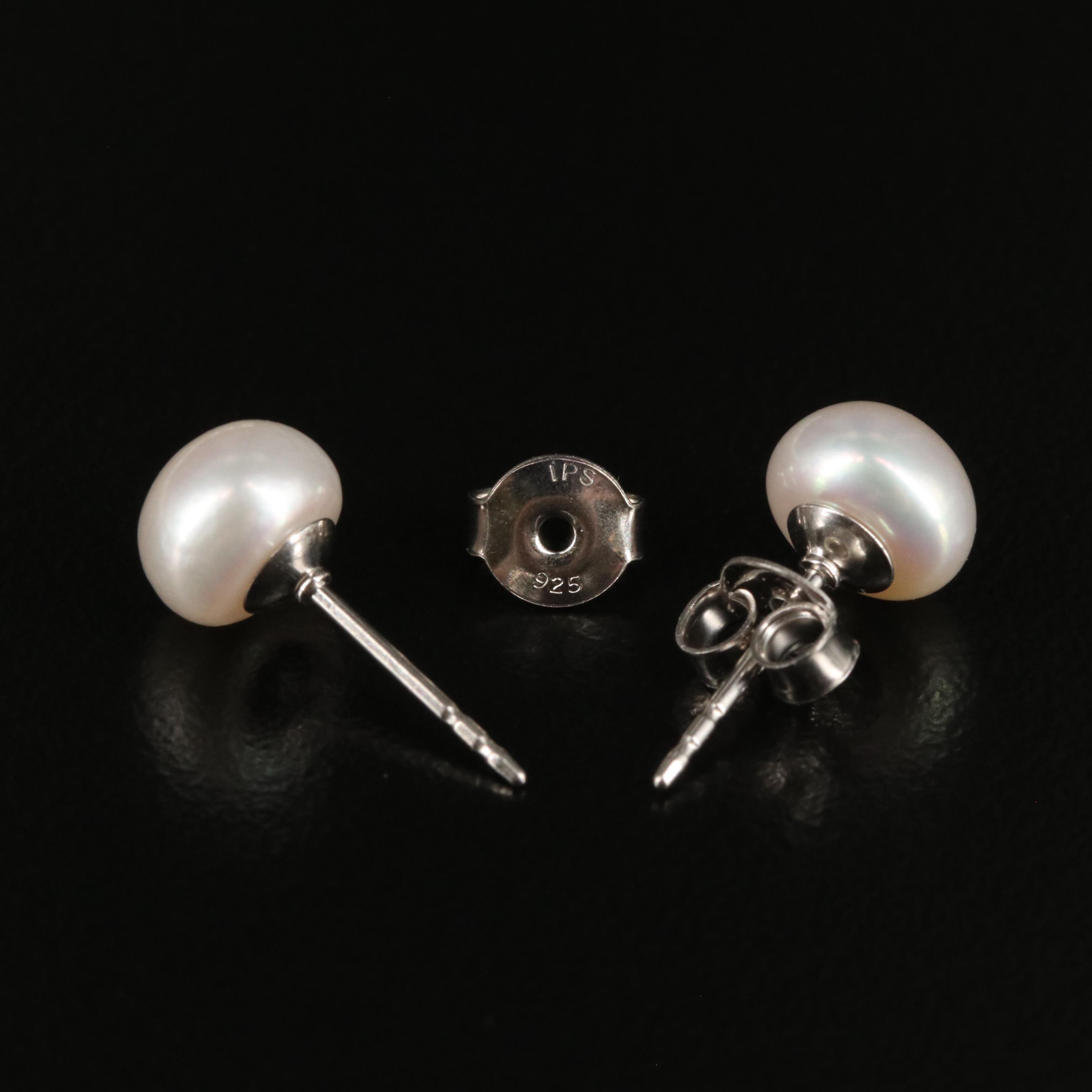 Sterling Pearl Necklace and Earrings Set