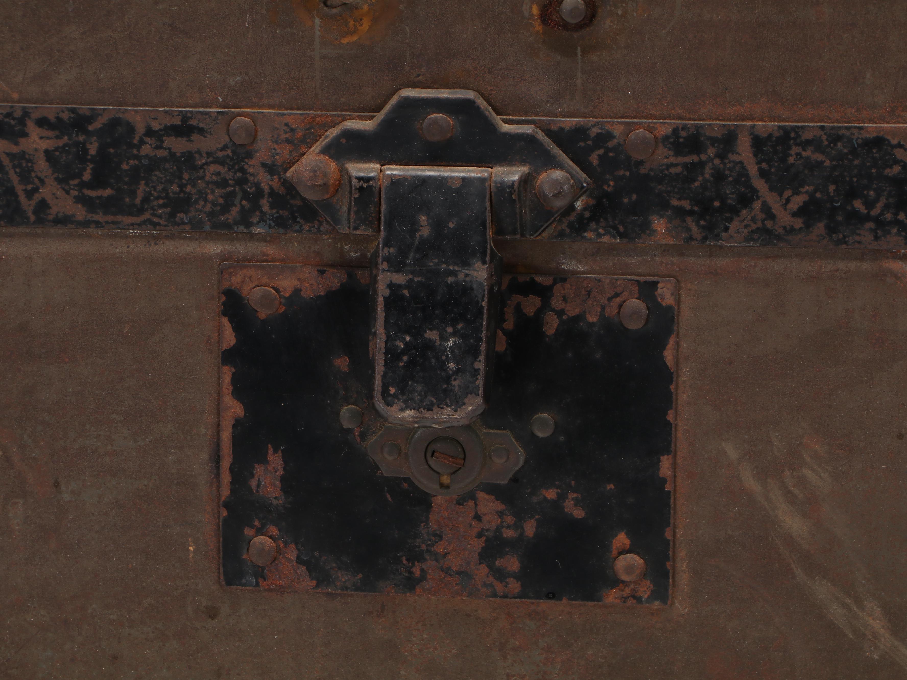 Victorian Painted Metal-Clad Travel Trunk, Circa 1900