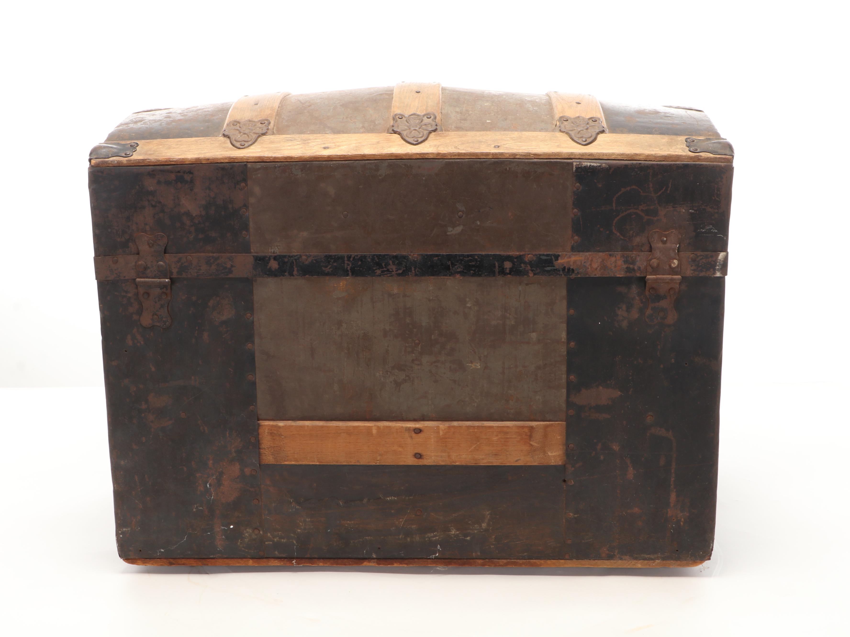 Victorian Painted Metal-Clad Travel Trunk, Circa 1900