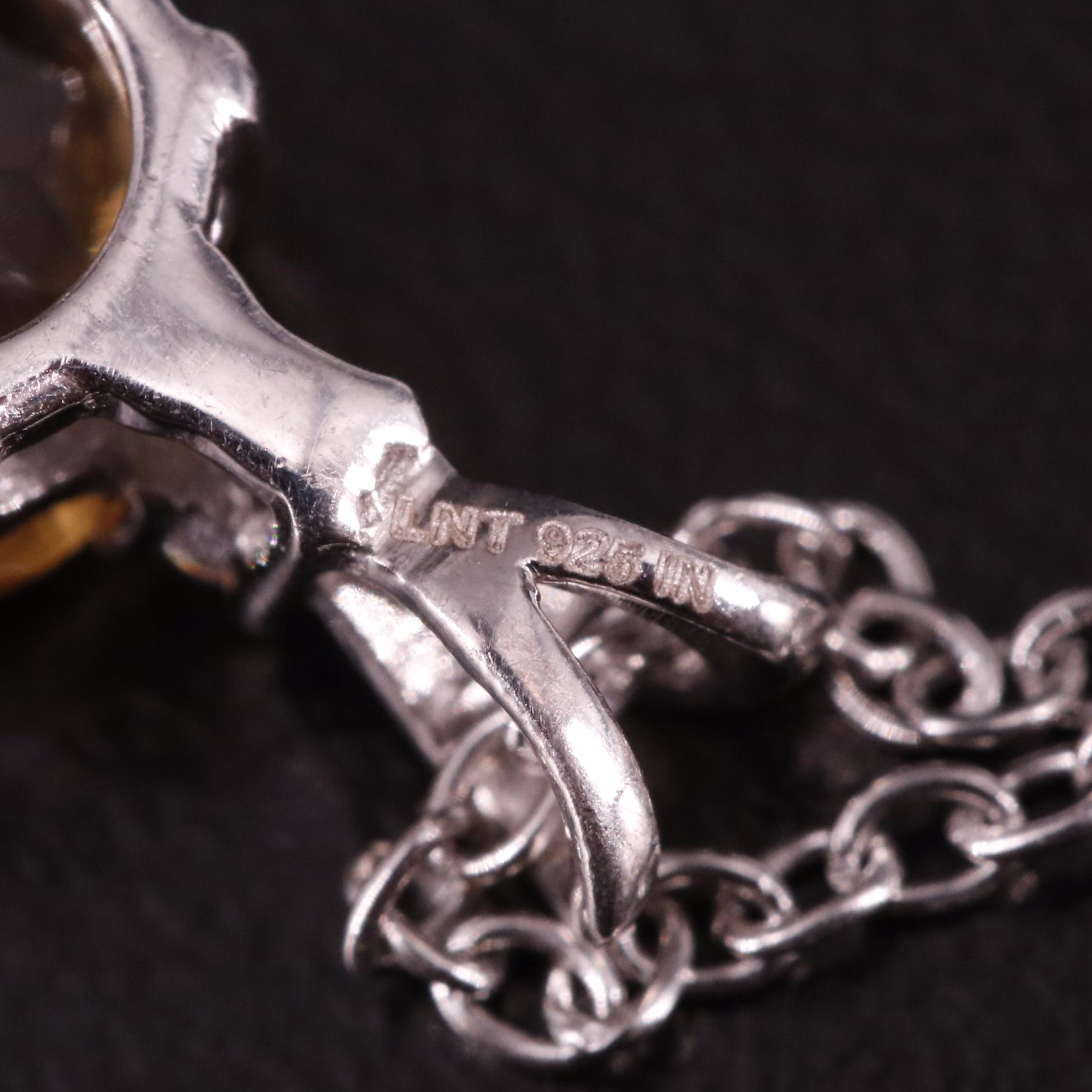 Sterling Citrine and White Topaz Pendant Necklace