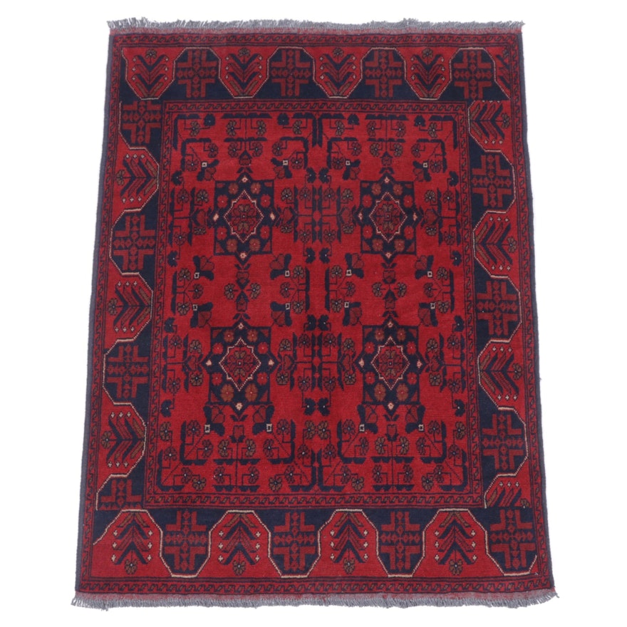 3'5 x 5'1 Hand-Knotted Afghan Kunduz Accent Rug