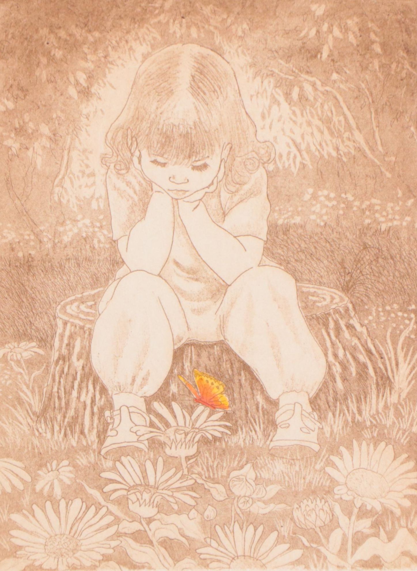 Miriam Ecker Sanguine Etching "Entrancement"