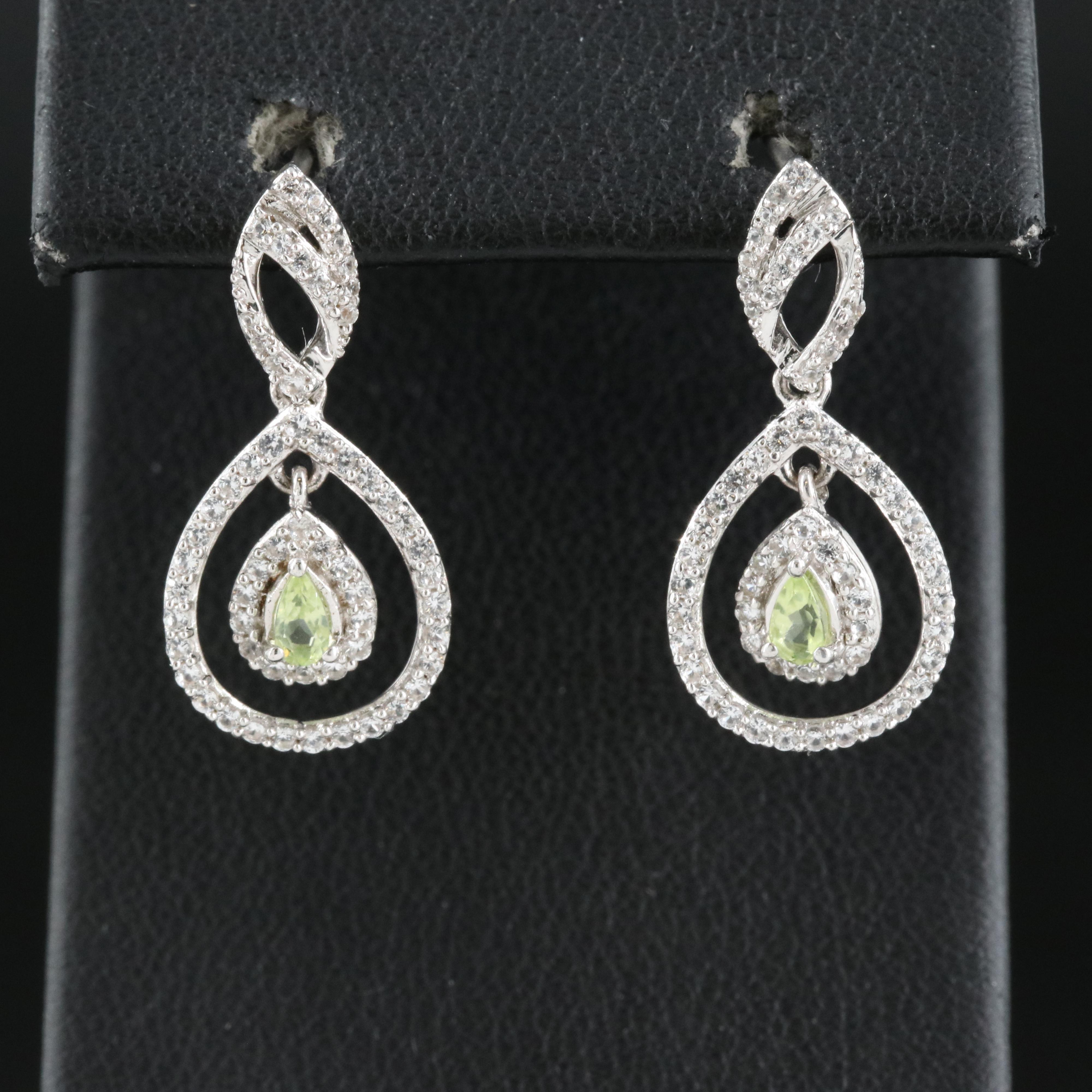 Sterling Peridot and Sapphire Earrings