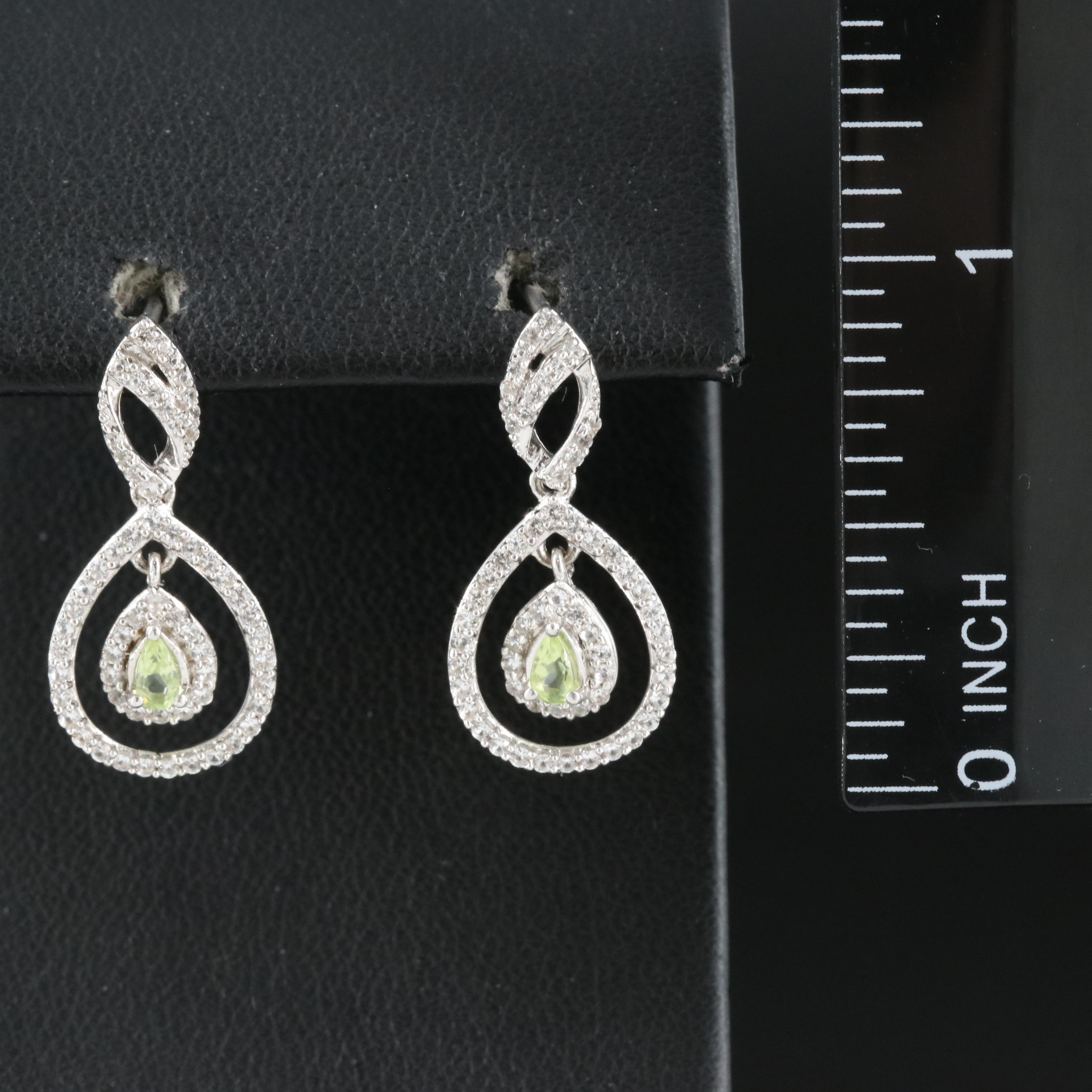 Sterling Peridot and Sapphire Earrings