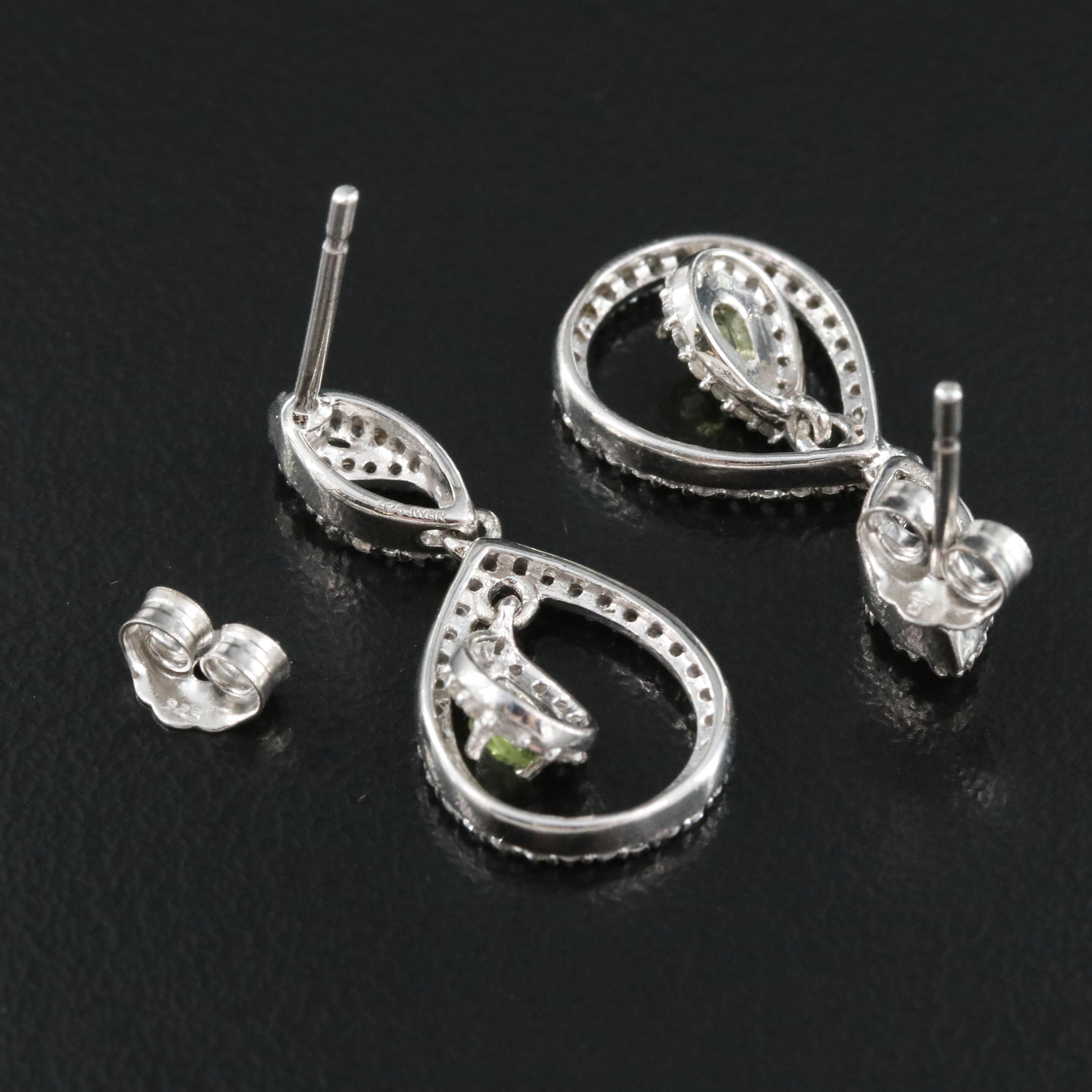 Sterling Peridot and Sapphire Earrings