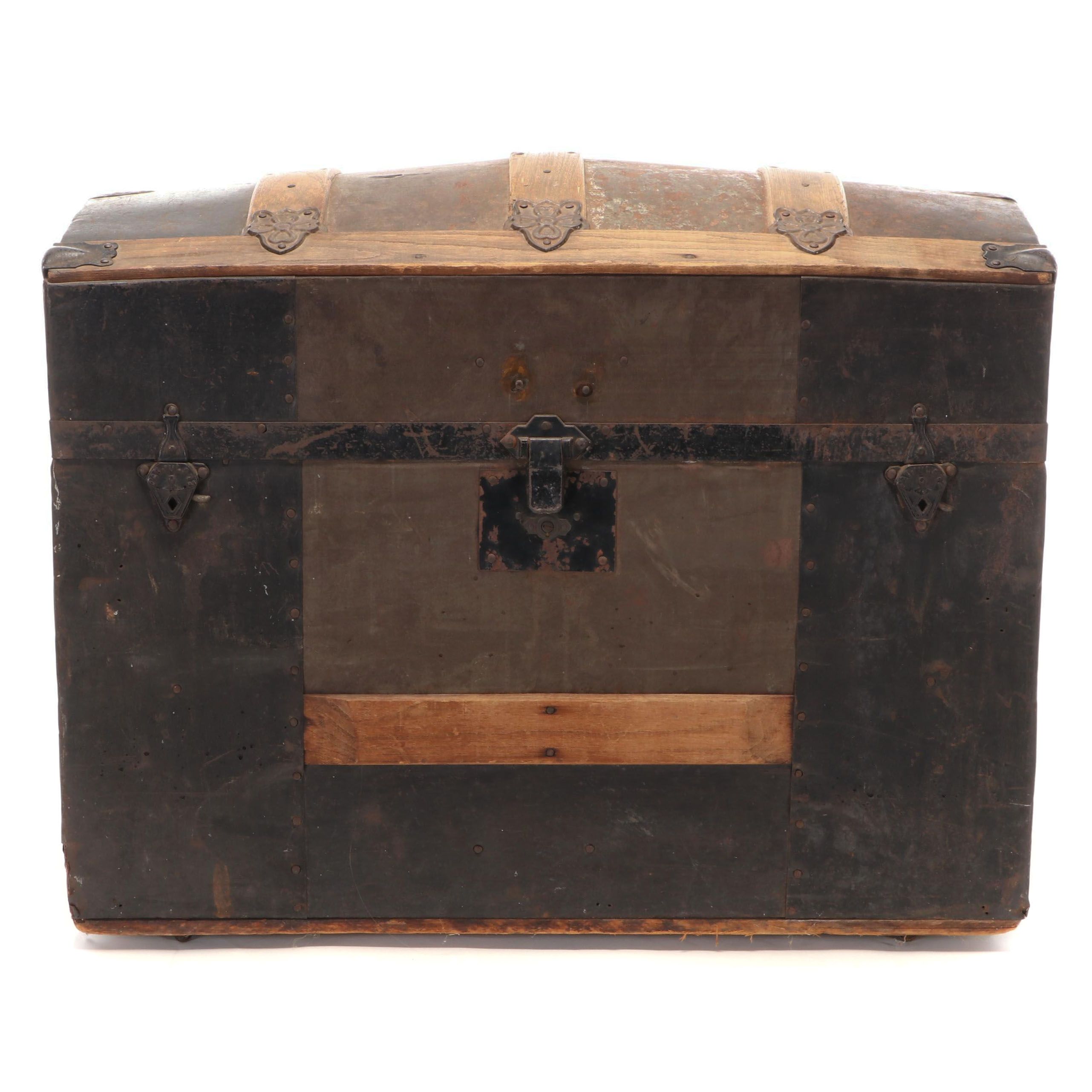 Victorian Painted Metal-Clad Travel Trunk, Circa 1900