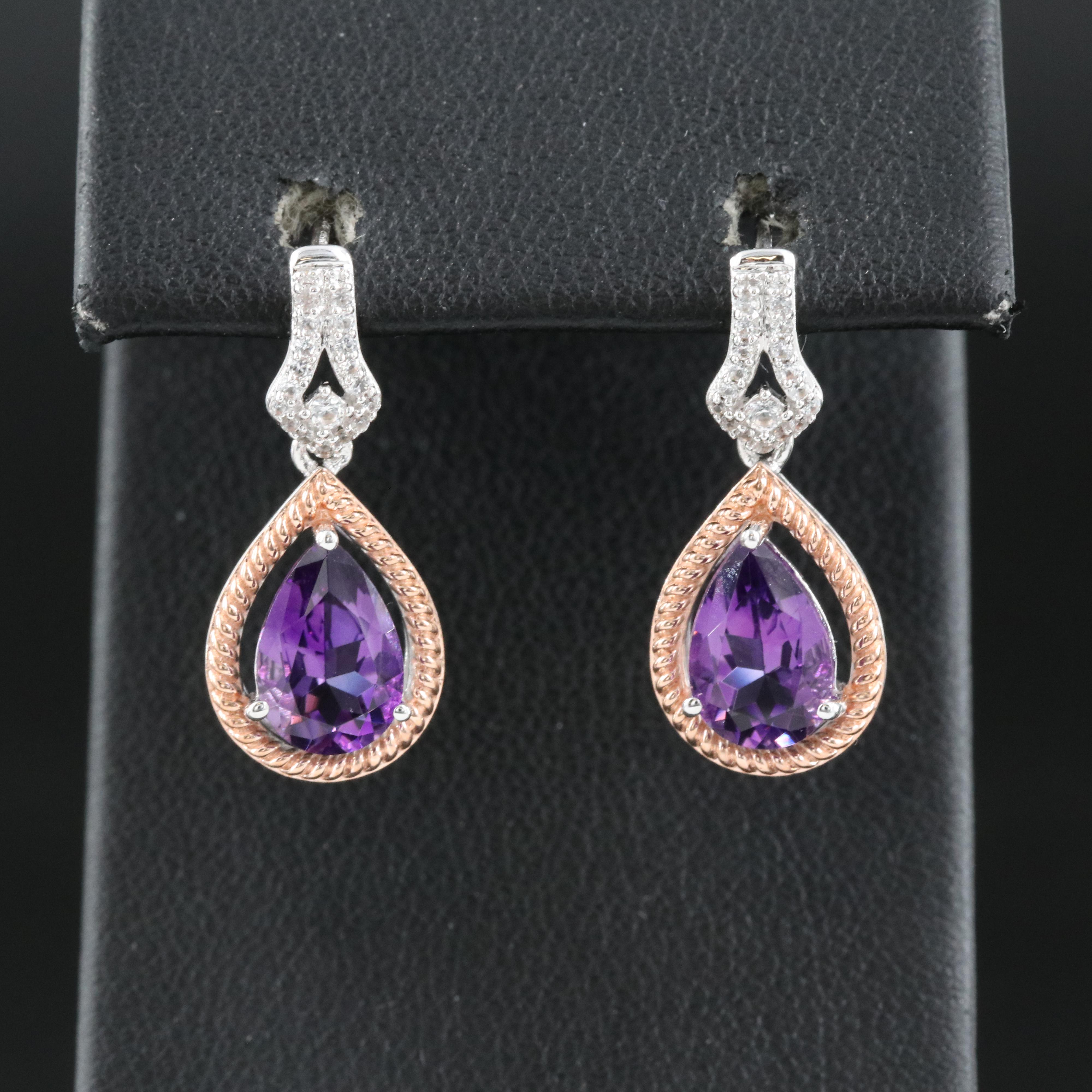 Sterling Amethyst and Sapphire Earrings