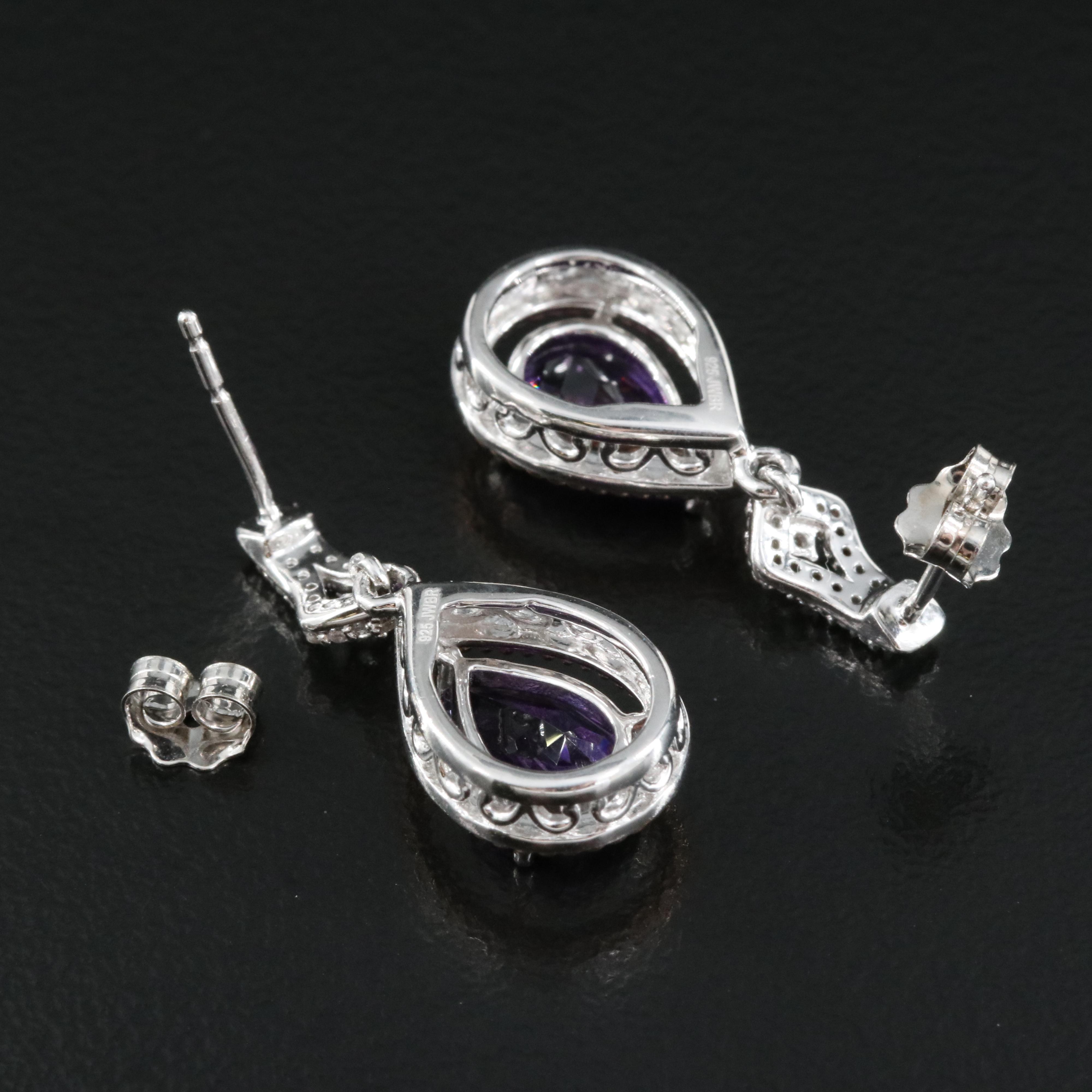 Sterling Amethyst and Sapphire Earrings
