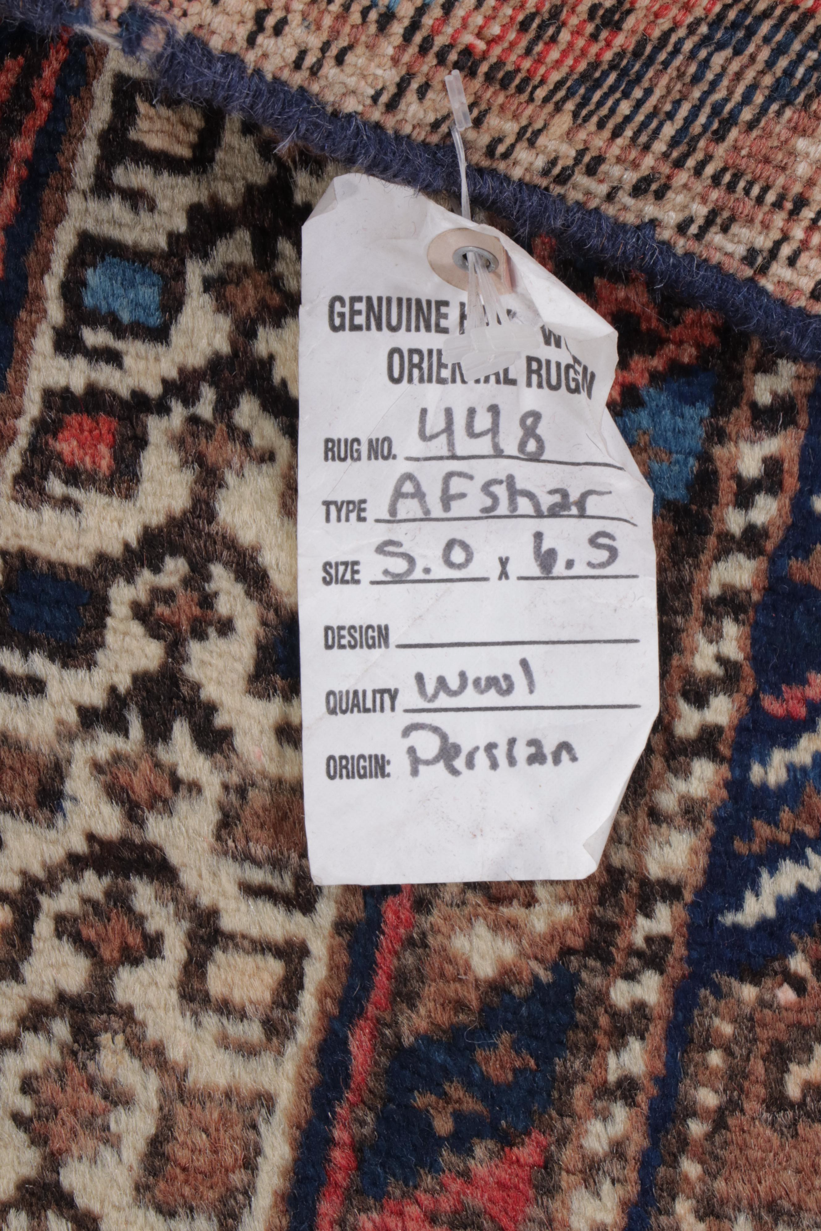 5'2 x 6'7 Hand-Knotted Persian Afshar Area Rug