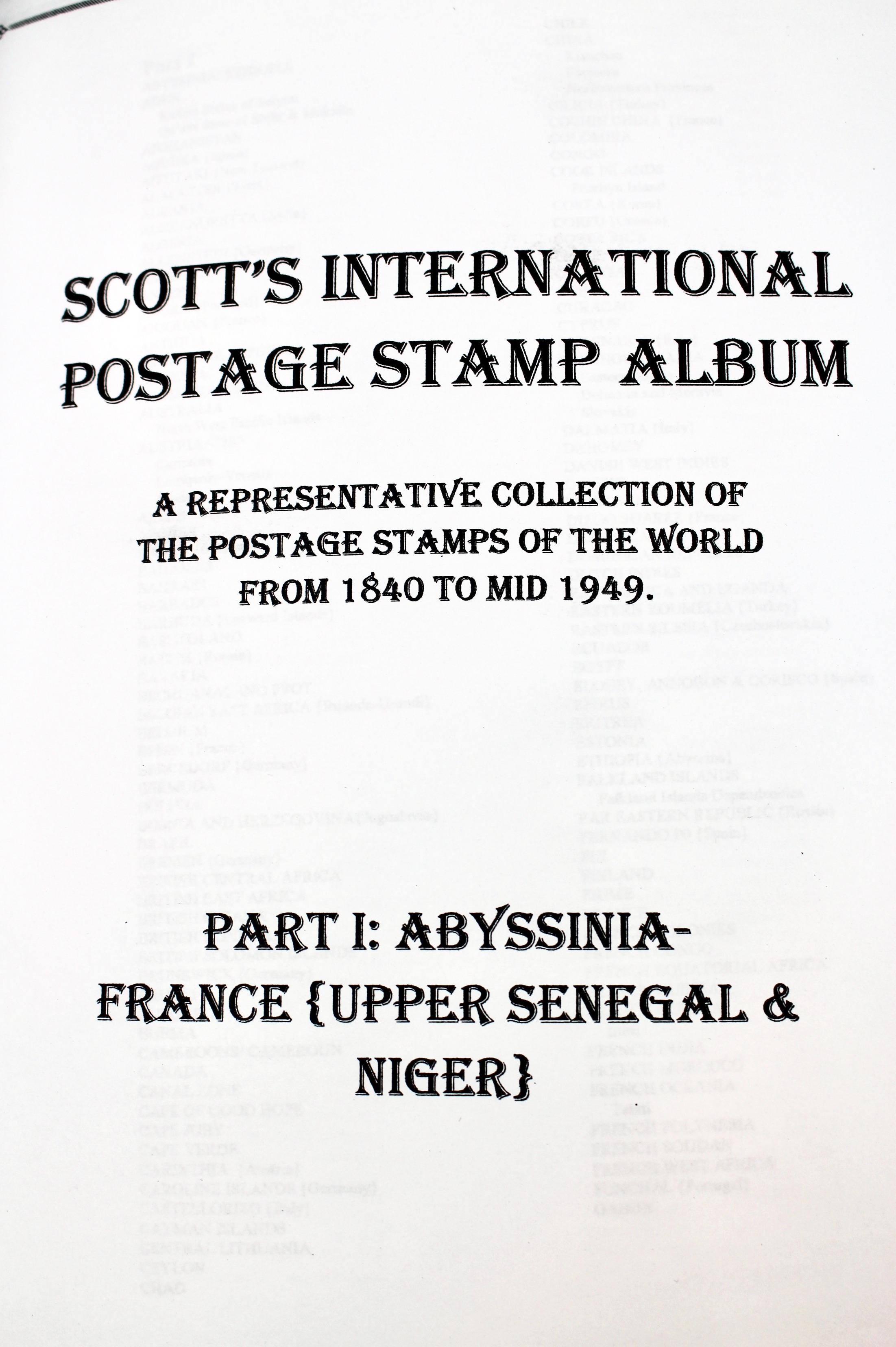 Scott's International Postage Stamp Album 1840-1949, Abyssinia through France
