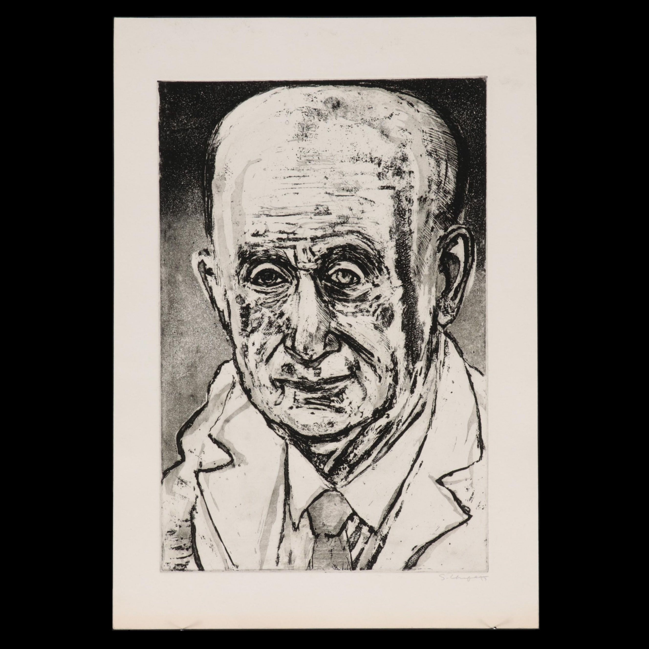 Sidney Chafetz Etching With Aquatint "Dr. Zollinger," 1975