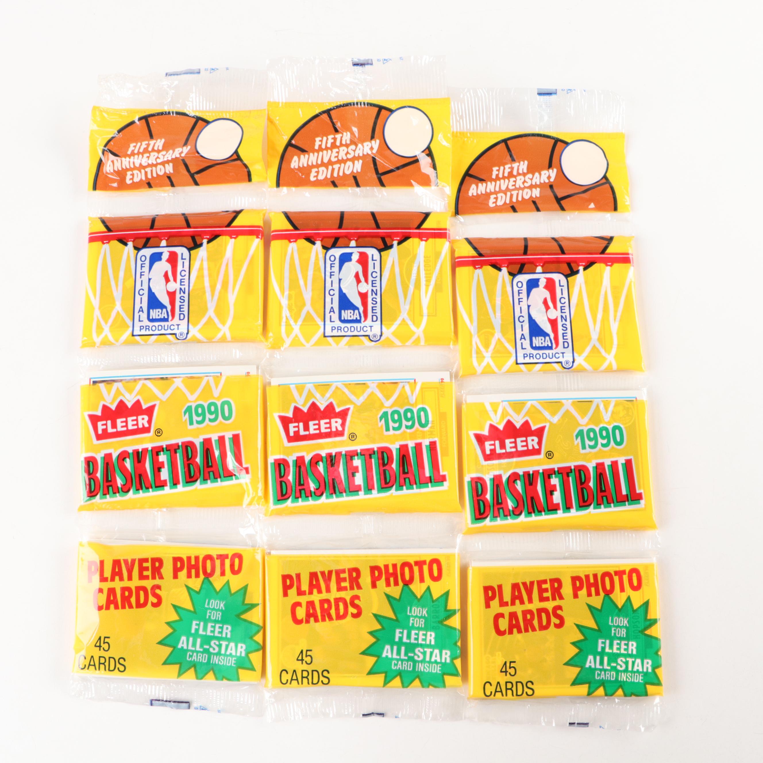 Sealed Basketball Card Packs with Fleer, Flair, Upper Deck, and Topps, 1990s