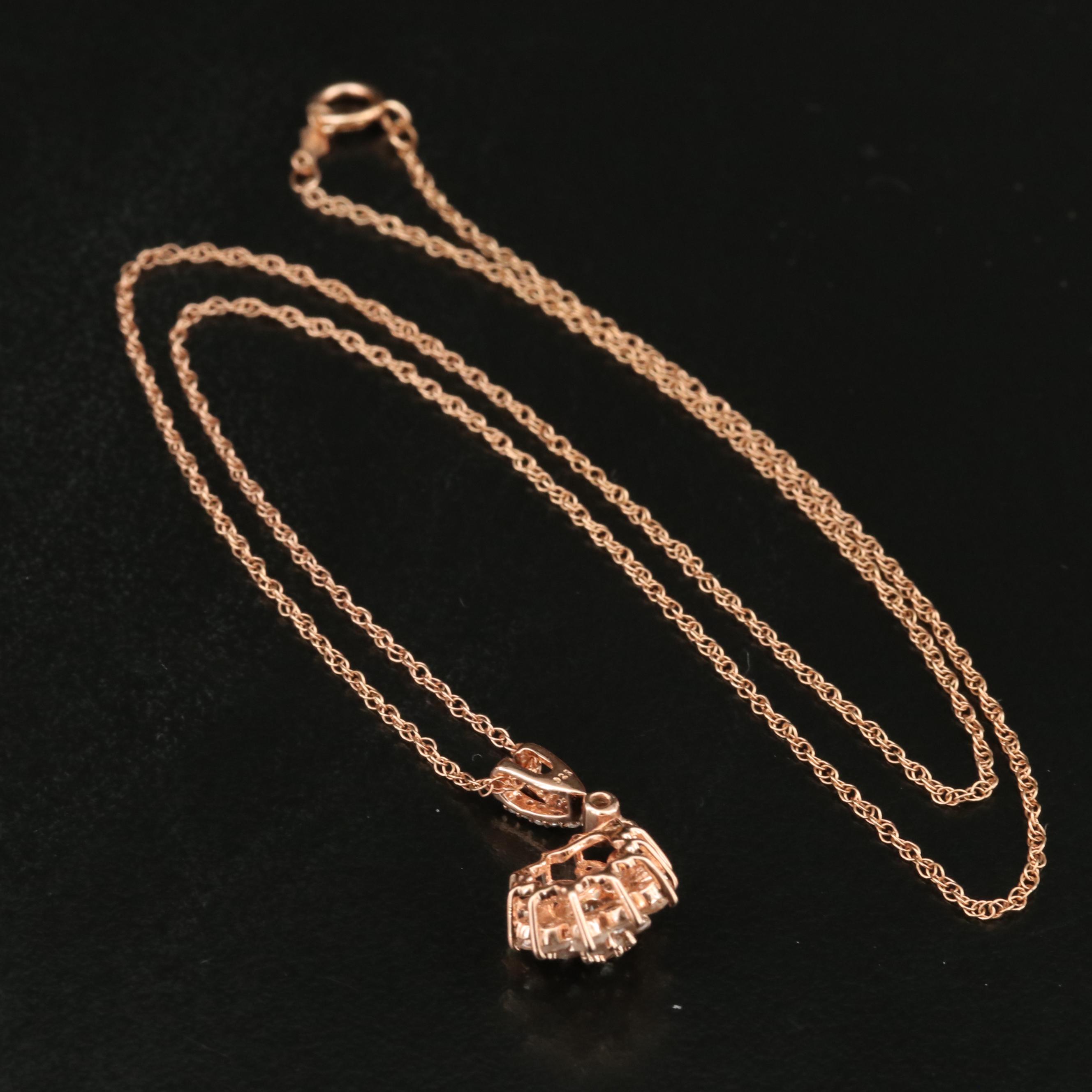 Sterling Morganite Cluster Pendant Necklace