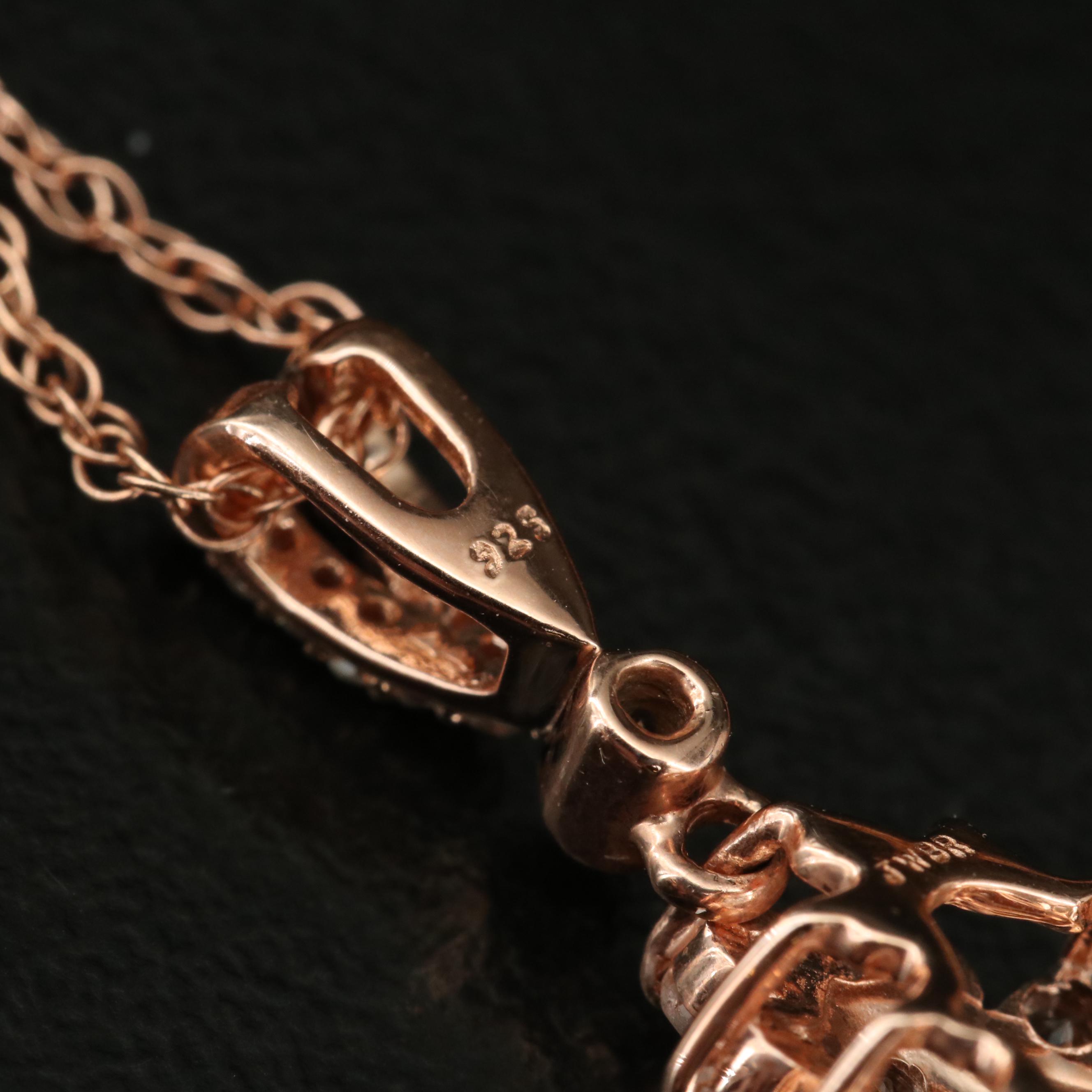 Sterling Morganite Cluster Pendant Necklace