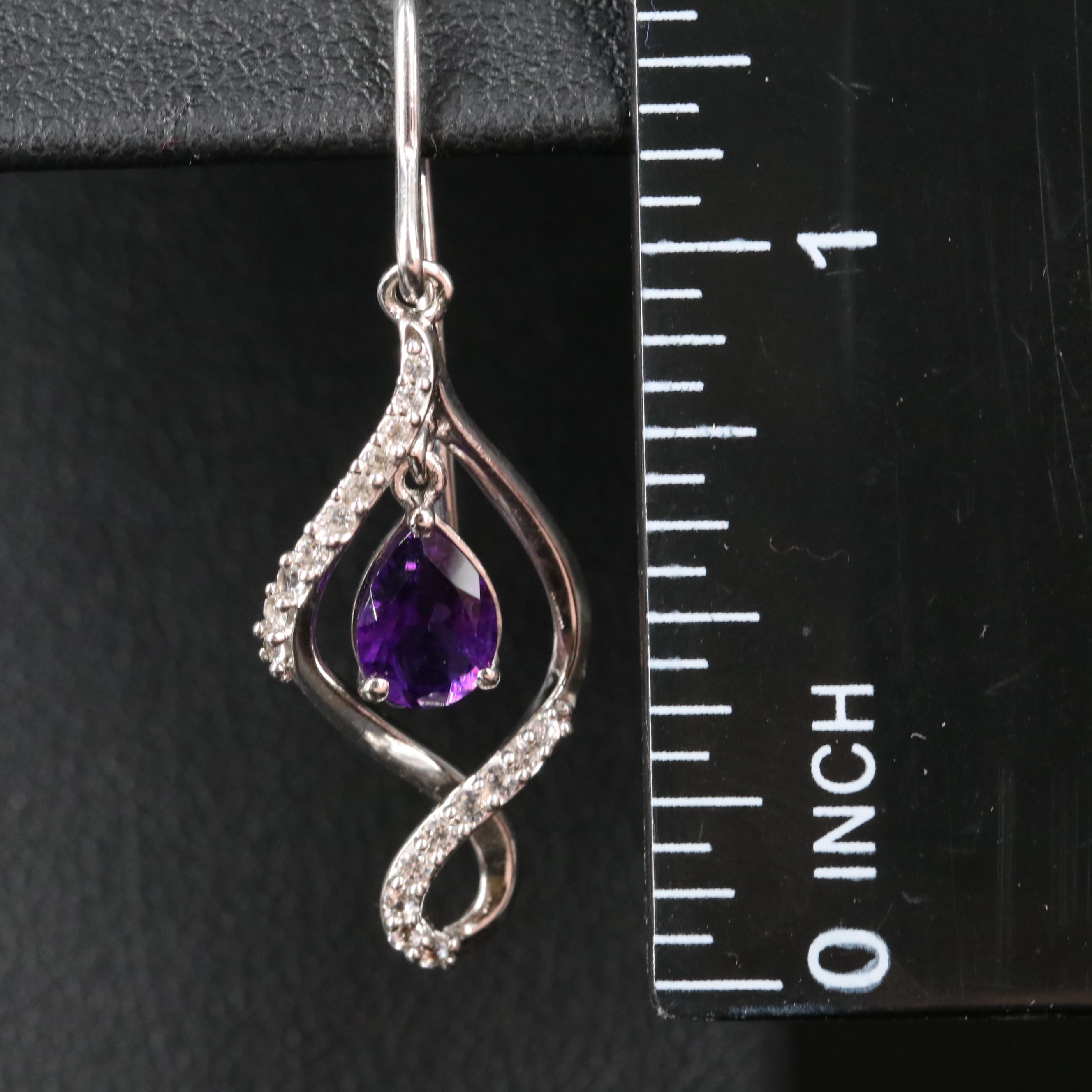 Sterling Amethyst and Sapphire Earrings