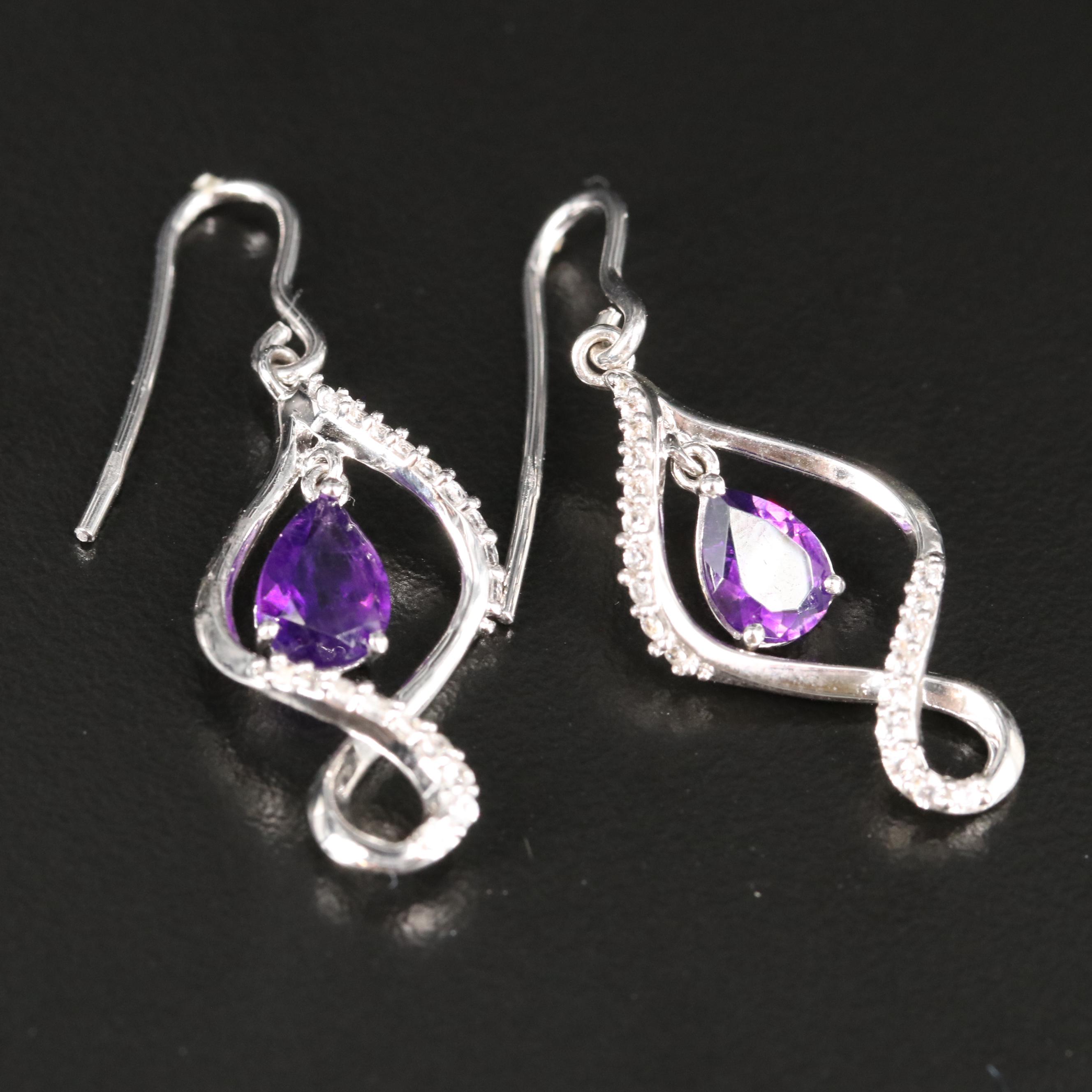 Sterling Amethyst and Sapphire Earrings