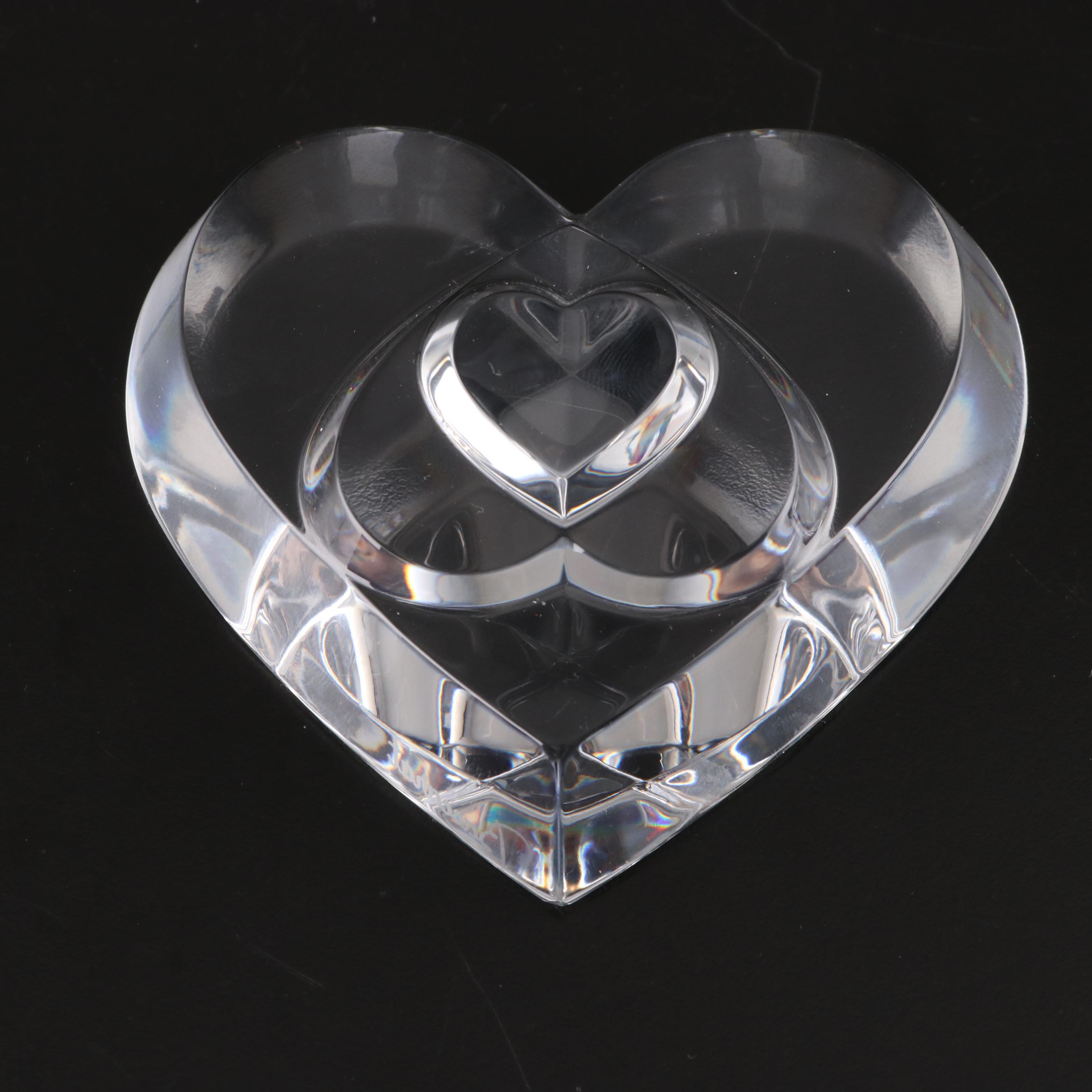 Baccarat "Angel with Arms Folded" Figurine and "Three Hearts" Paperweight