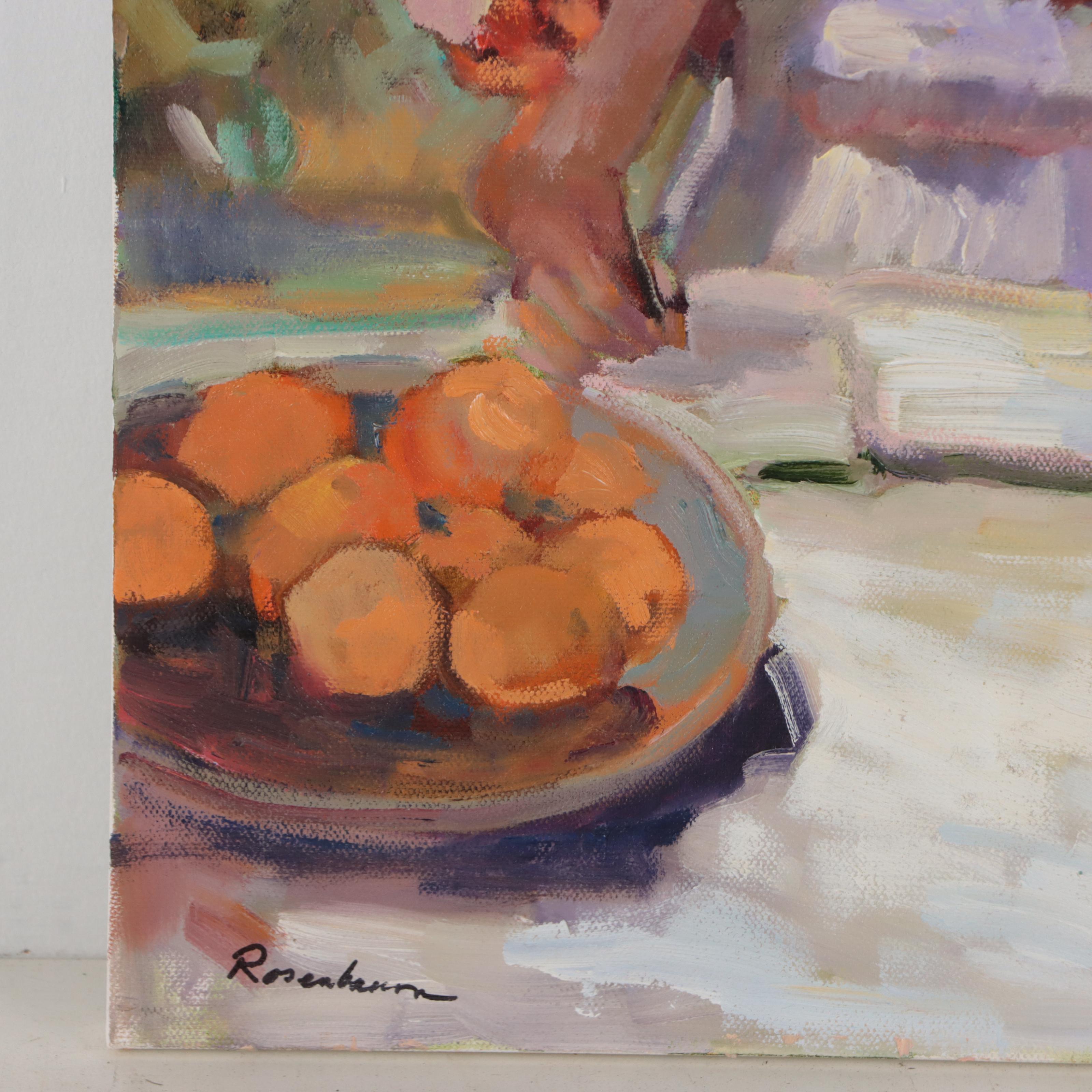 Sally Rosenbaum Oil Painting of Seated Figure, 21st Century