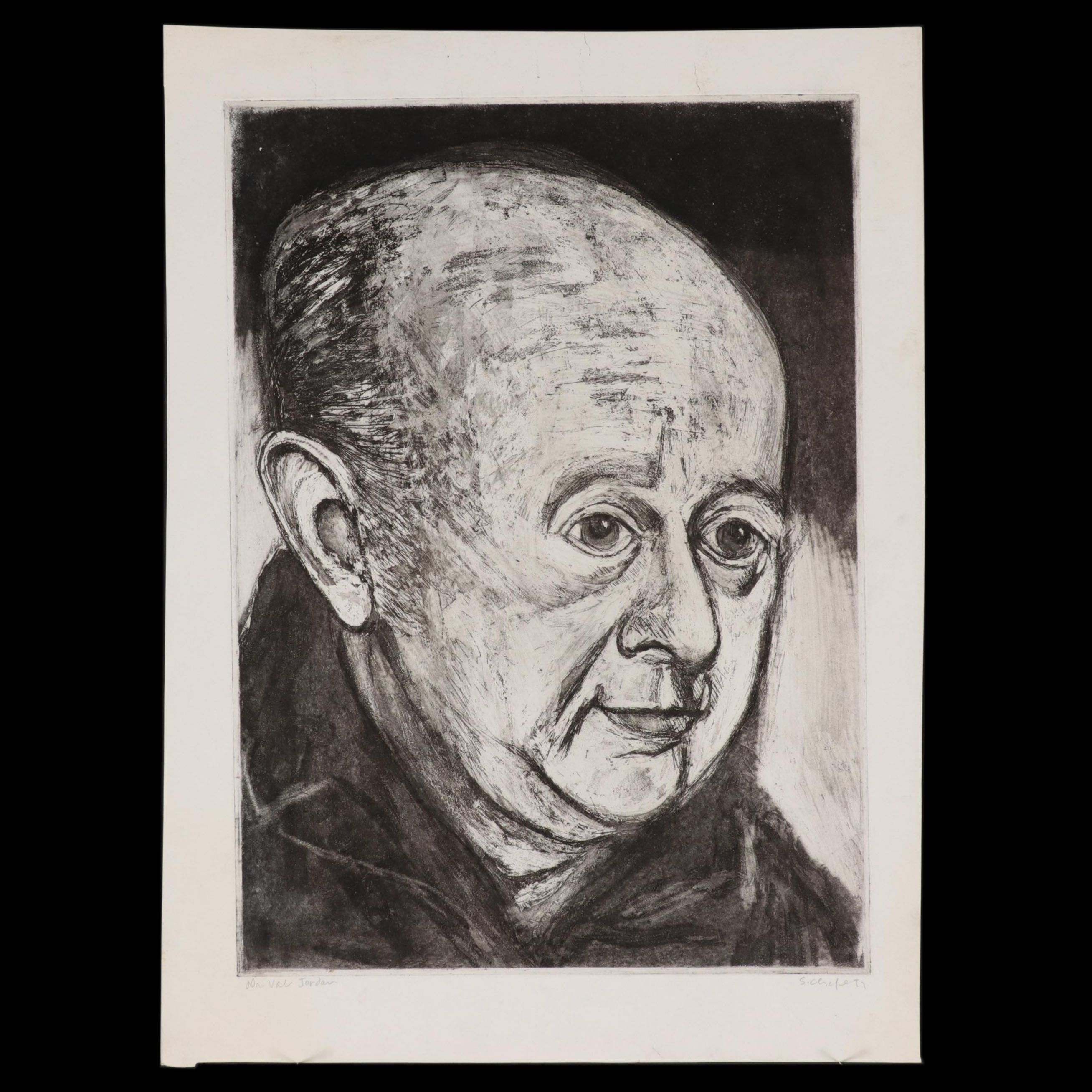 Sidney Chafetz Portrait Etching "Dr. Val Jordan"