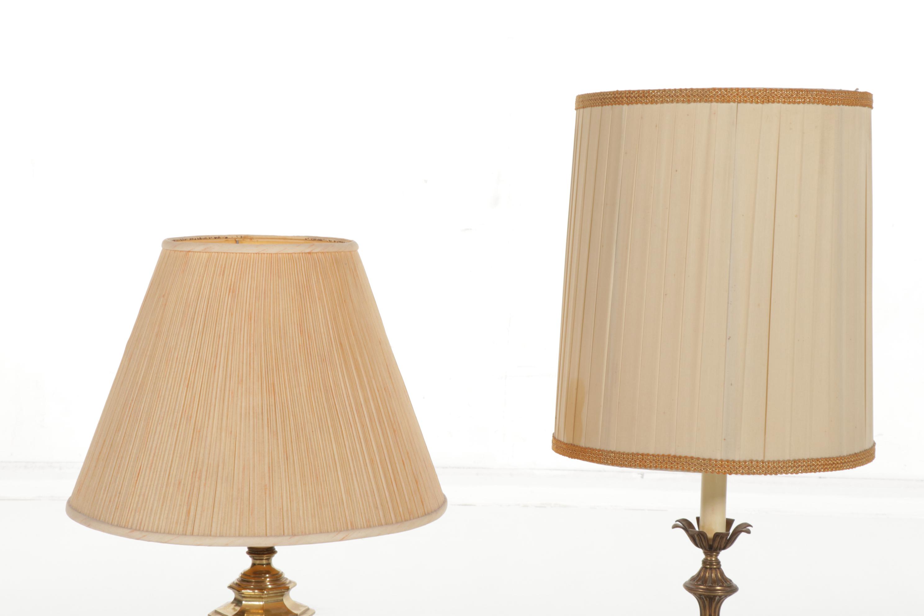 Brass Table Lamps With Carved Wooden Wall Plaques, Brass Bells and More