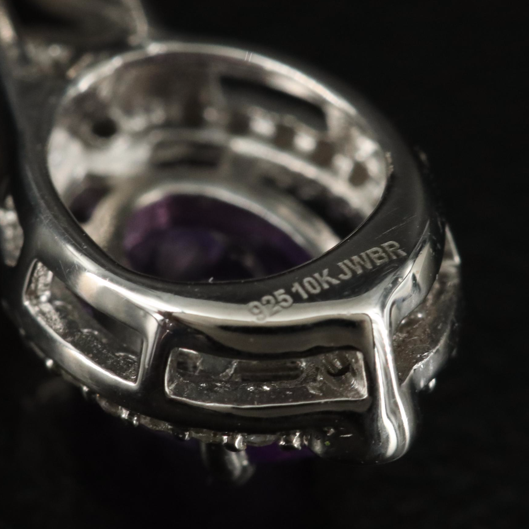 Sterling Amethyst and Diamond Earrings with 10K Rose Gold Accent