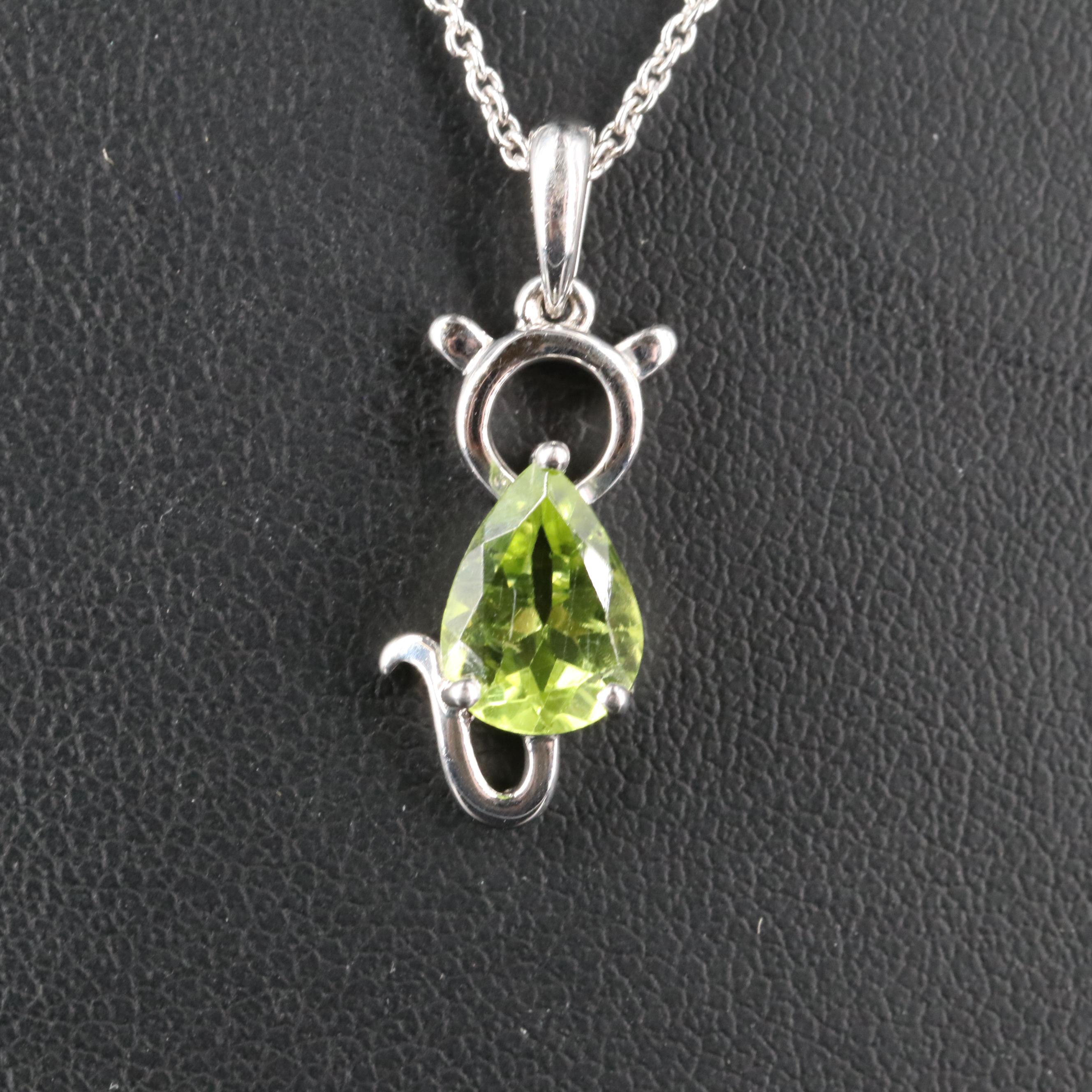 Sterling Peridot Pendant Necklace