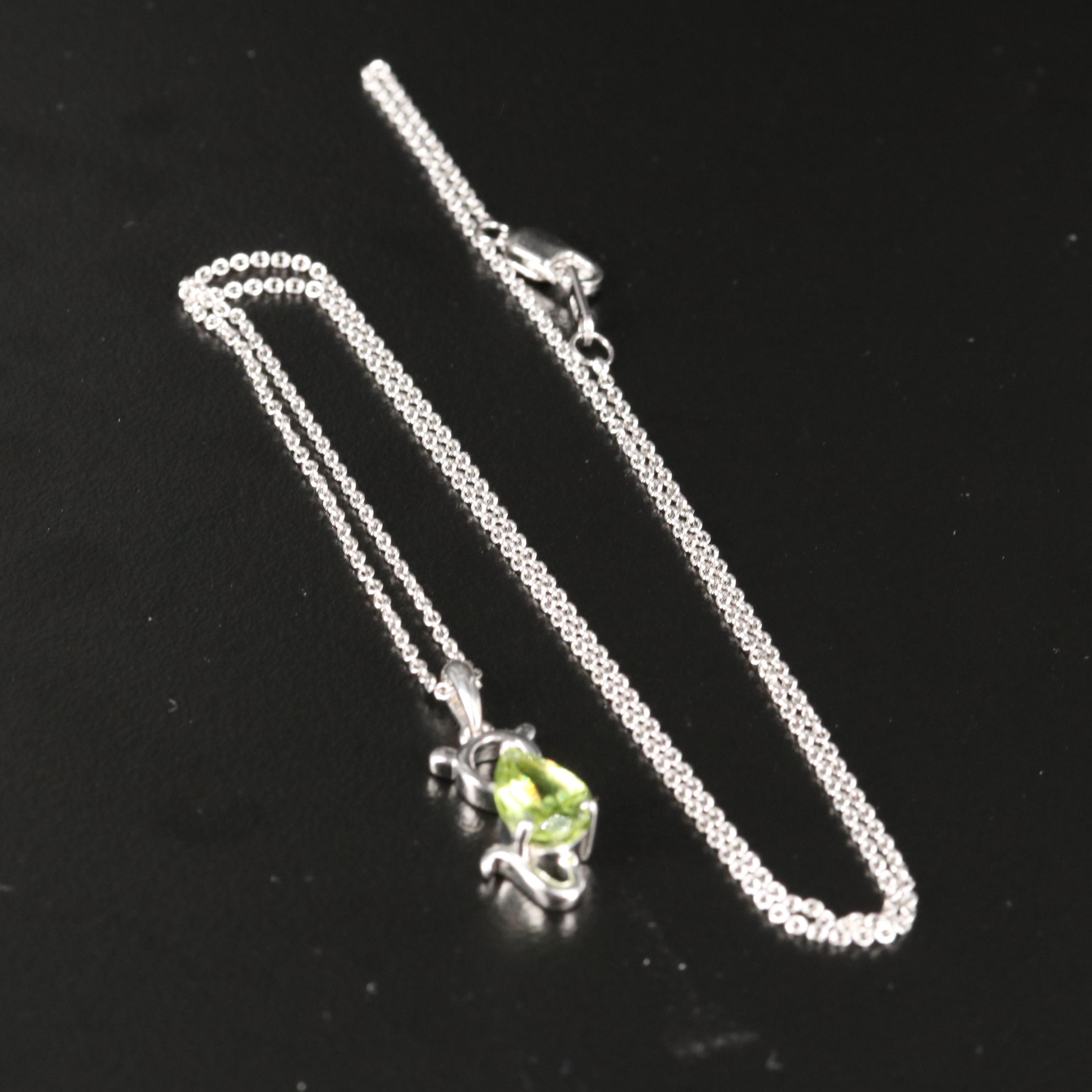 Sterling Peridot Pendant Necklace