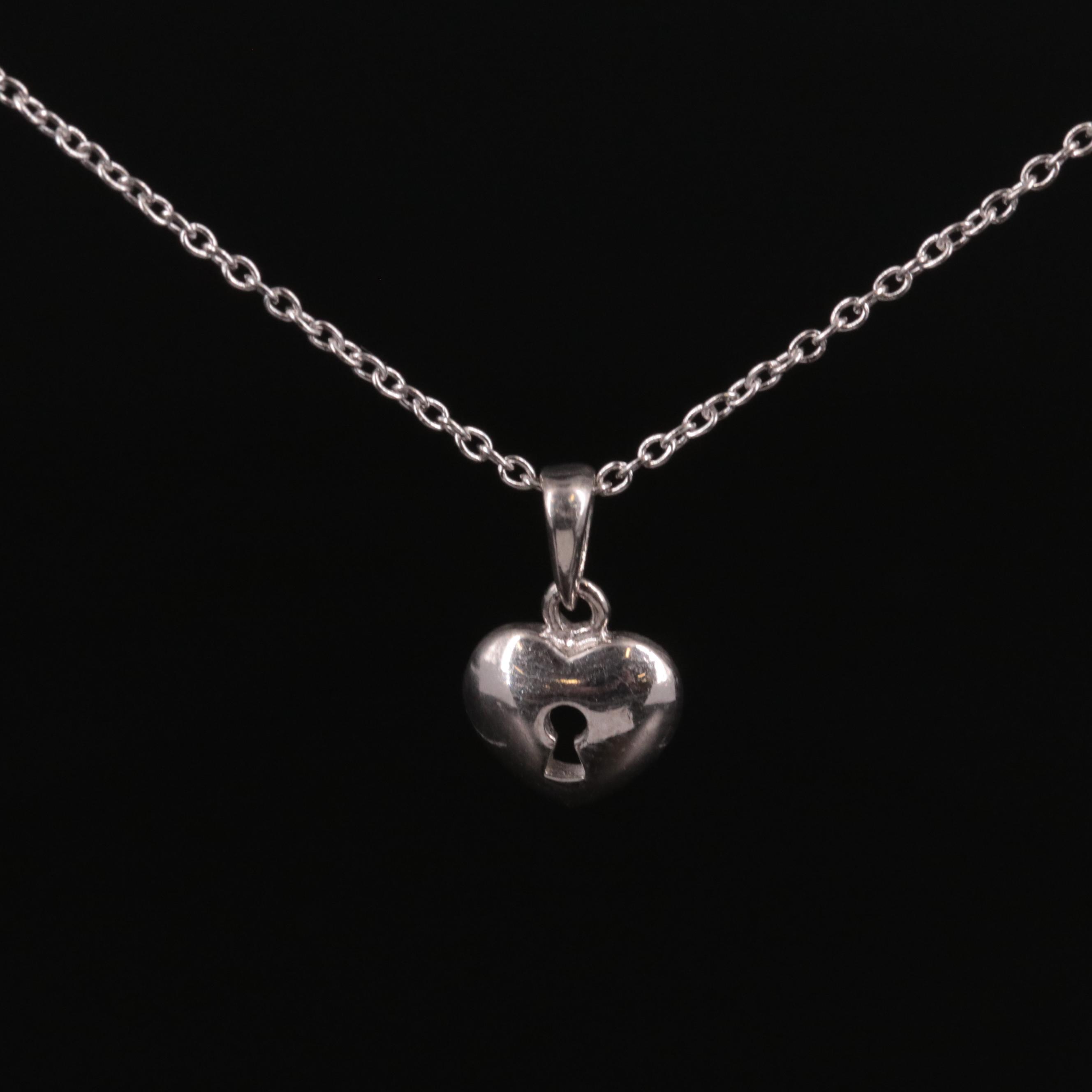 Sterling Heart with Keyhole Pendant Necklace