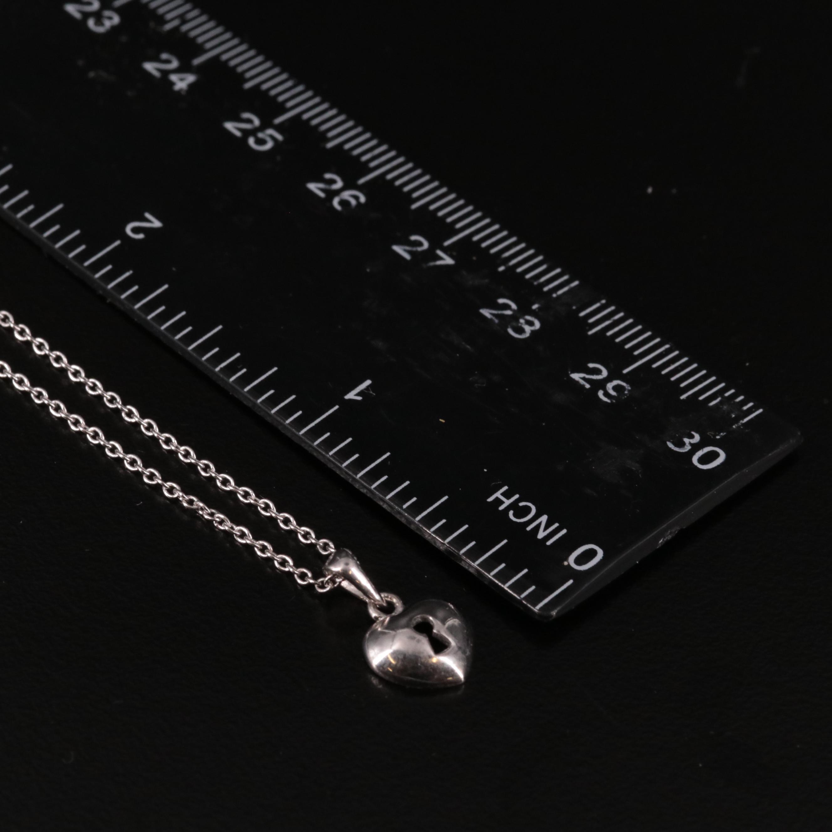 Sterling Heart with Keyhole Pendant Necklace